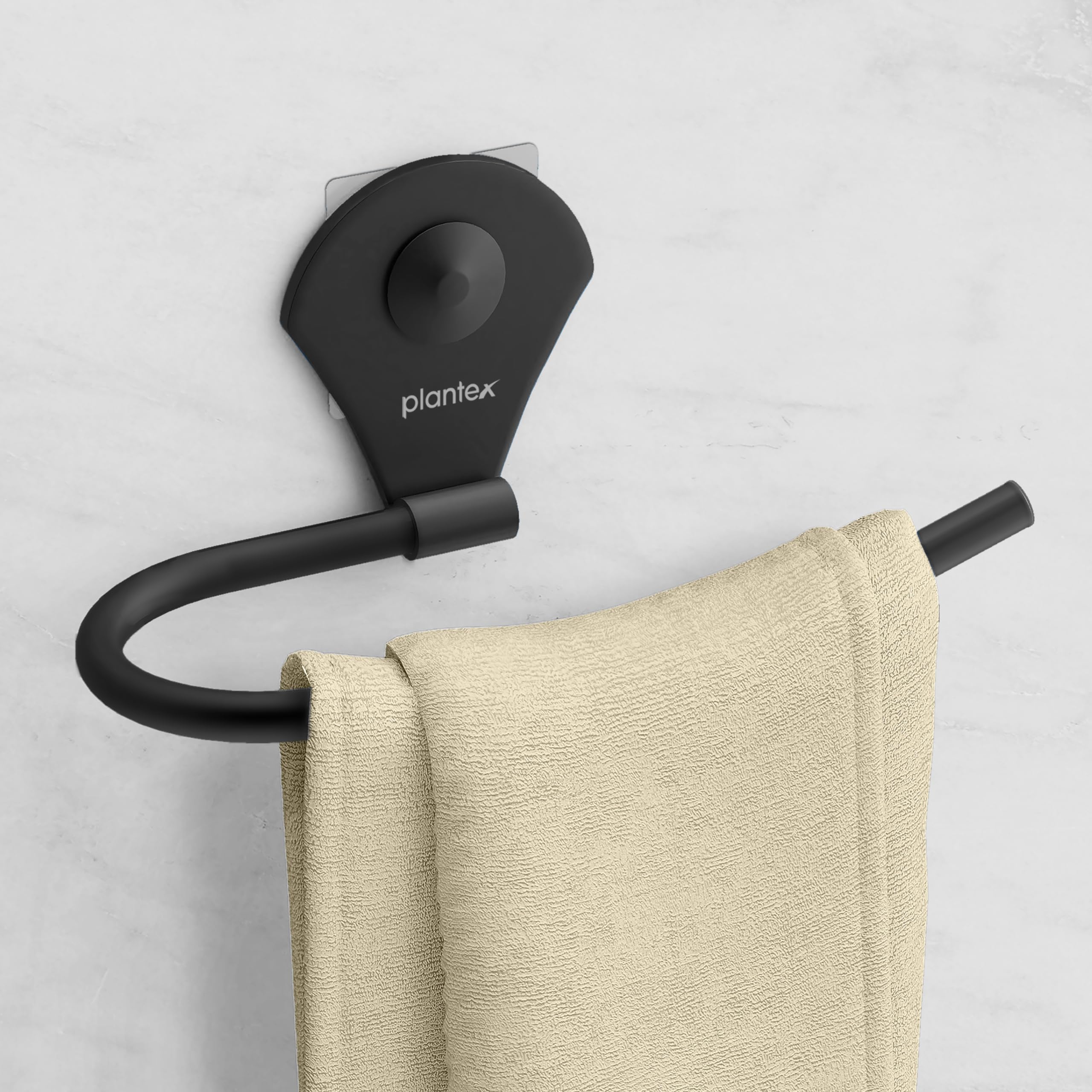 Premium Stainless Steel Napkin Ring & Towel Holder - Self-Adhesive, Powder Coated Black - Elegant Dining & Bathroom Decor for Restaurants, Weddings, and Home Organization