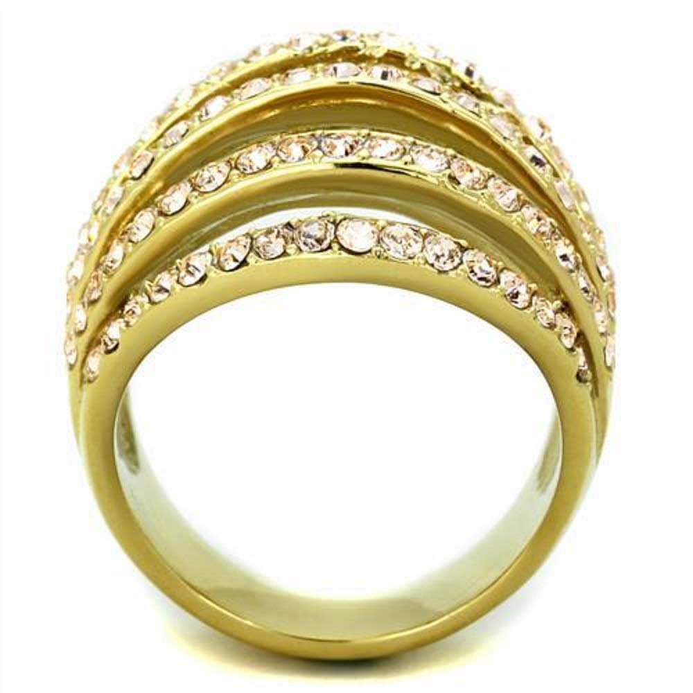 WildKlass Gold IP Stainless Steel Ring with Crystal for Women - Elegant & Durable for Daily Wear