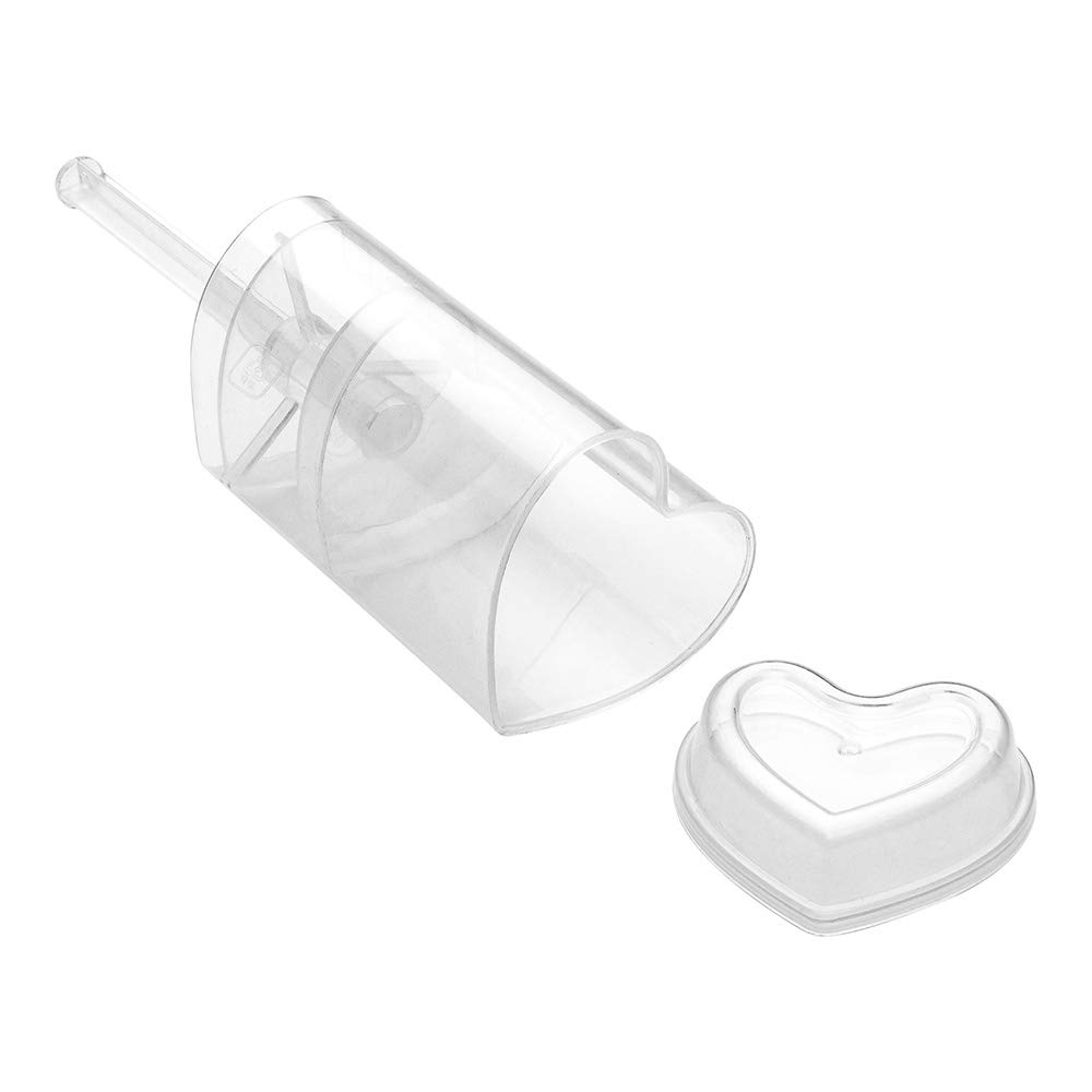 Restaurantware 4.2 Ounce Clear Plastic Push Up Pops with Lids & Sticks - 100 Heart-Shaped Cake Pop Containers for Ice Cream, Jelly & Desserts | Perfect for Birthday Parties, Catering Events & Bakery Displays