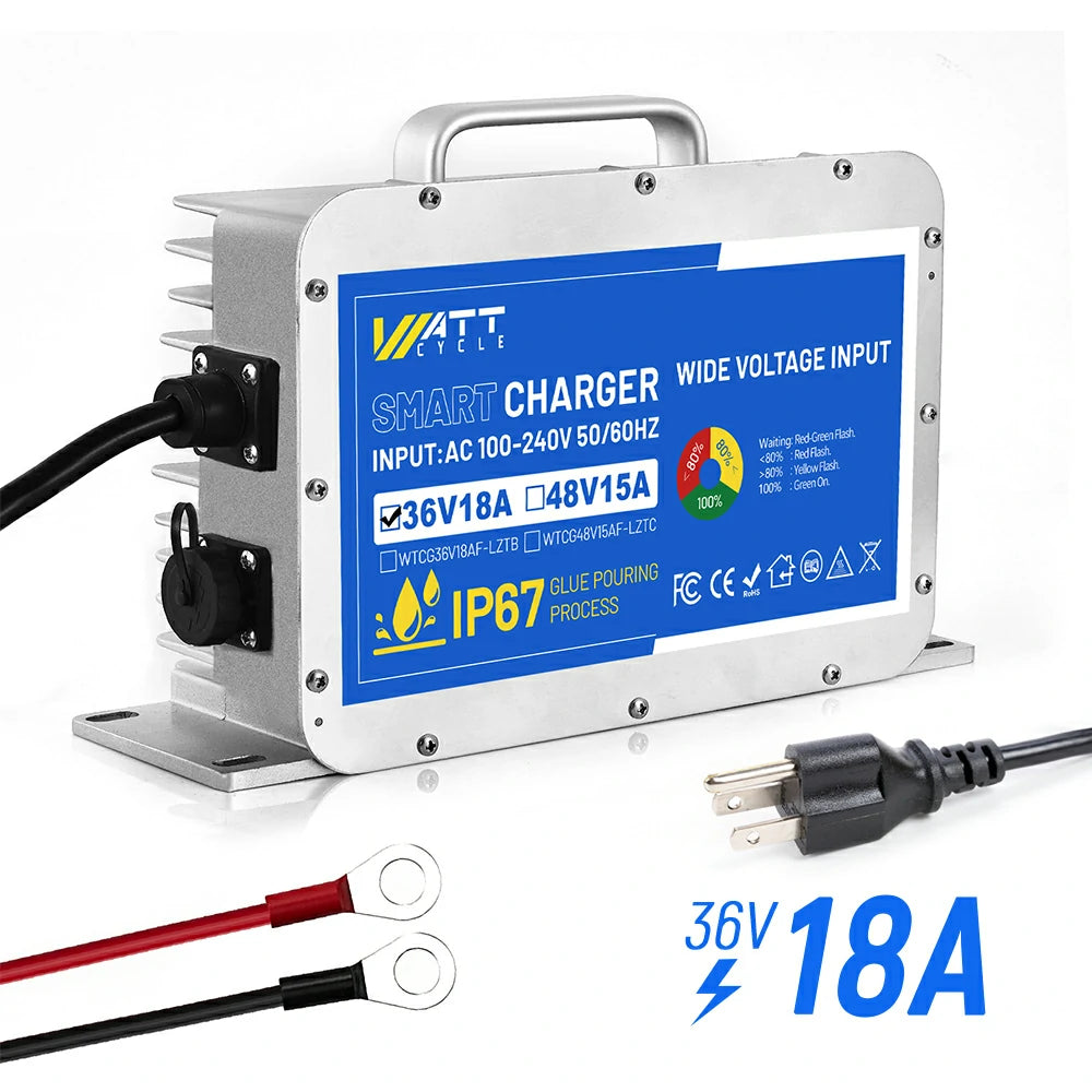 43.8V 18A LiFePO4 Battery Charger with Aluminum Shell - Fast Charging for Electric Bikes, Scooters, Golf Carts & Solar Power Systems