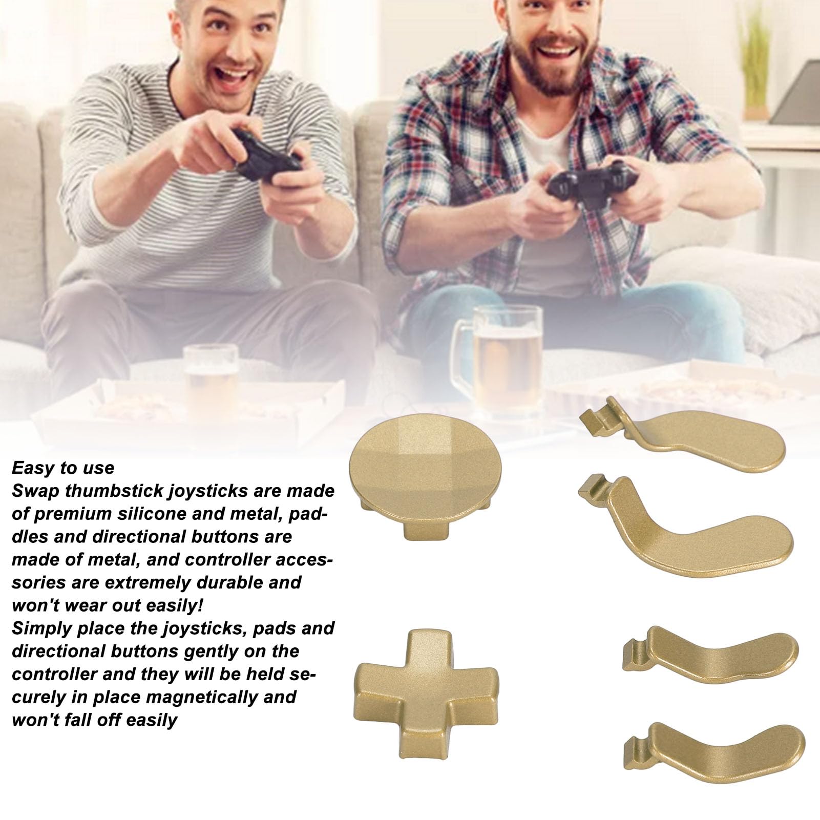13 in 1 Metal Thumbsticks for Xbox One Elite Series 2 Controller - Replacement Joystick Caps & Accessories Kit (Gold) - Enhance Precision for FPS, Racing & Competitive Gaming