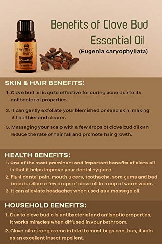Organic Clove Bud Essential Oil - 10ml Pure & Natural for Aromatherapy, Massage & DIY Skincare