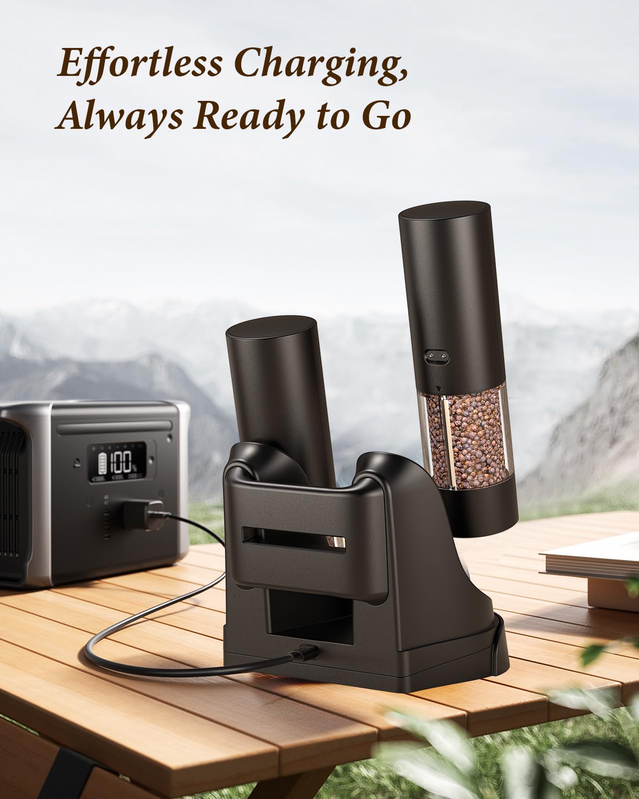 Electric Salt and Pepper Grinder Set - Rechargeable Automatic Spice Mill with Adjustable Coarseness, LED Light & One-Hand Operation - Perfect for Cooking, Dining & Gourmet Kitchen Gifts
