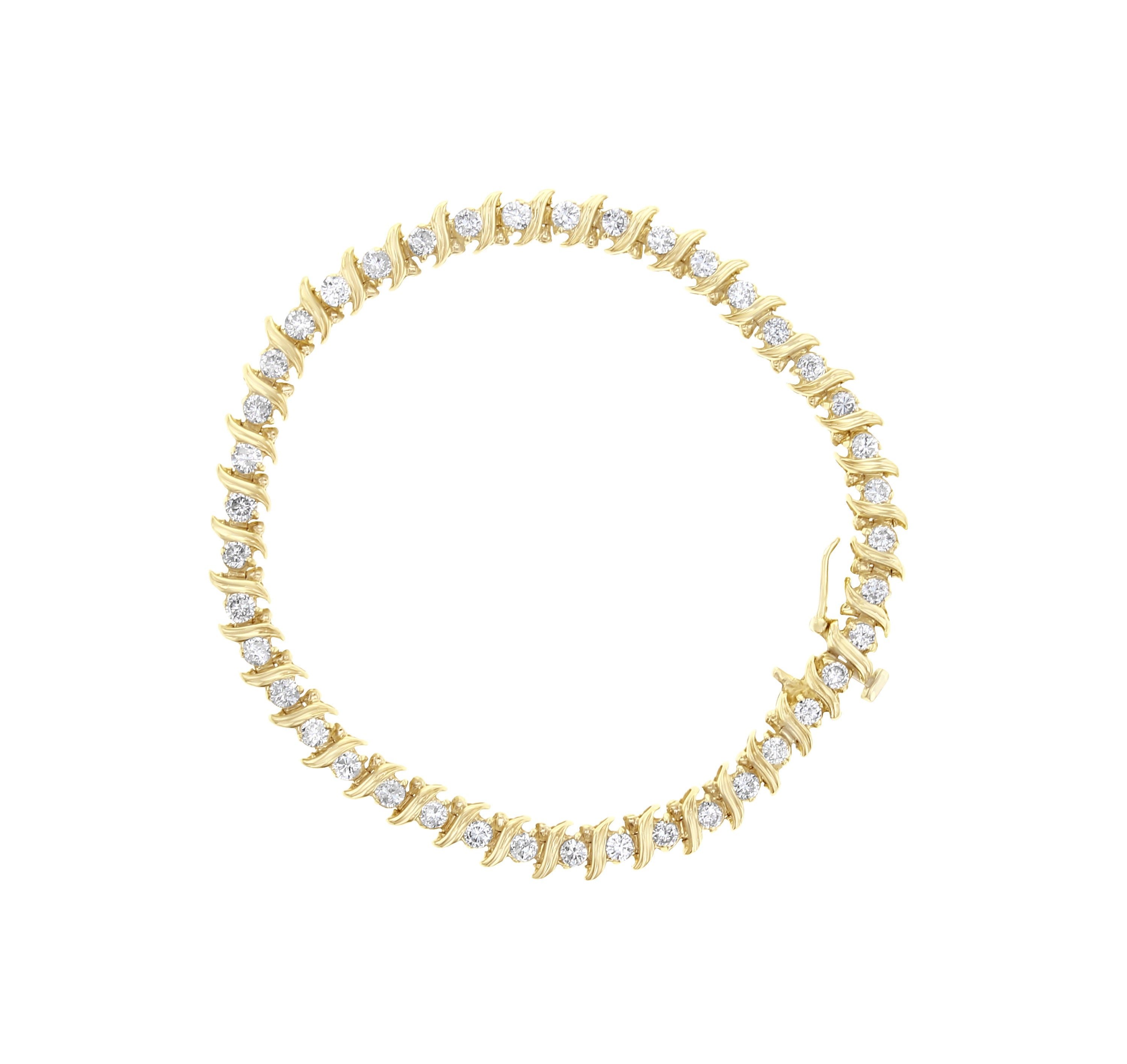 3.50 Carat S-Style Diamond Tennis Bracelet in 14K Yellow Gold - Elegant Jewelry for Women, Perfect for Weddings, Parties & Special Occasions