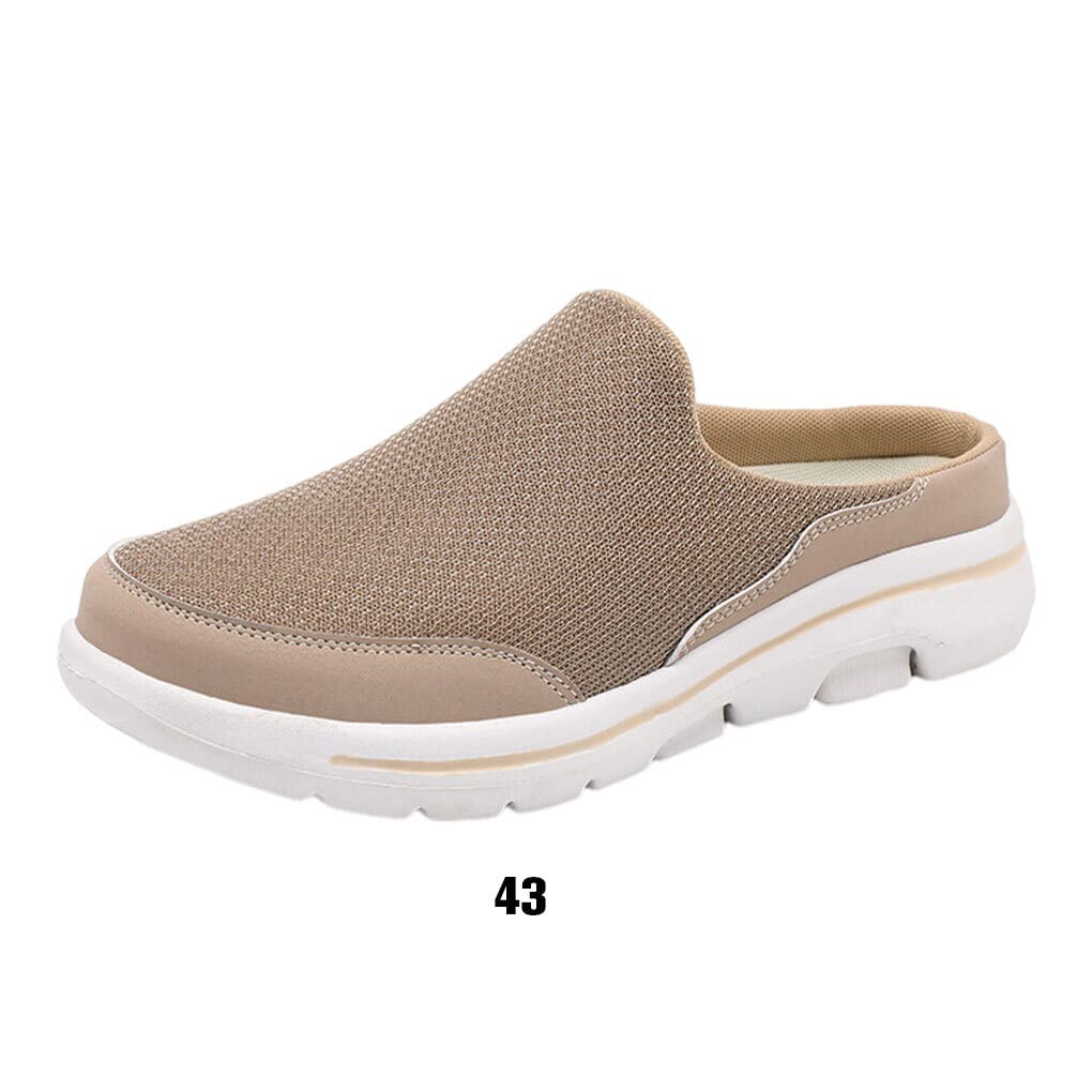 SUDNJIALQ Women's Casual Mesh Slide Sandals - Breathable Summer Slippers for Indoor/Outdoor Wear, Travel & Parties (Khaki, Size 10 US) | Perfect for Beach, Poolside & Home Relaxation