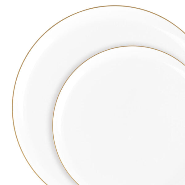 Luxury White and Gold Plastic Party Tableware Set - Elegant Disposable Plates, Cups, Forks & Napkins for Weddings, Birthdays, Events