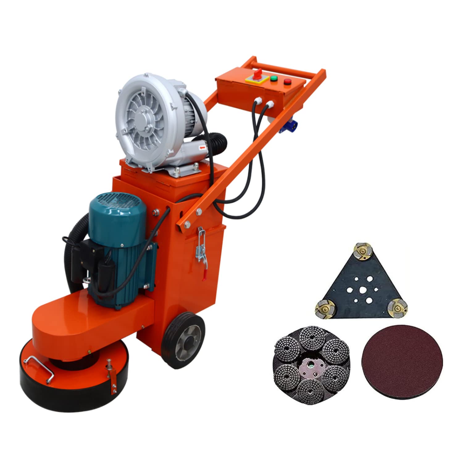 HayWHNKN 220V Floor Grinder with Blower - Concrete Grinding & Polishing Machine for Epoxy, Terrazzo & Marble Floors - Hand-Push Design with Vacuum Dust Control & Built-in Fan - Ideal for Commercial & Residential Floor Renovation Projects