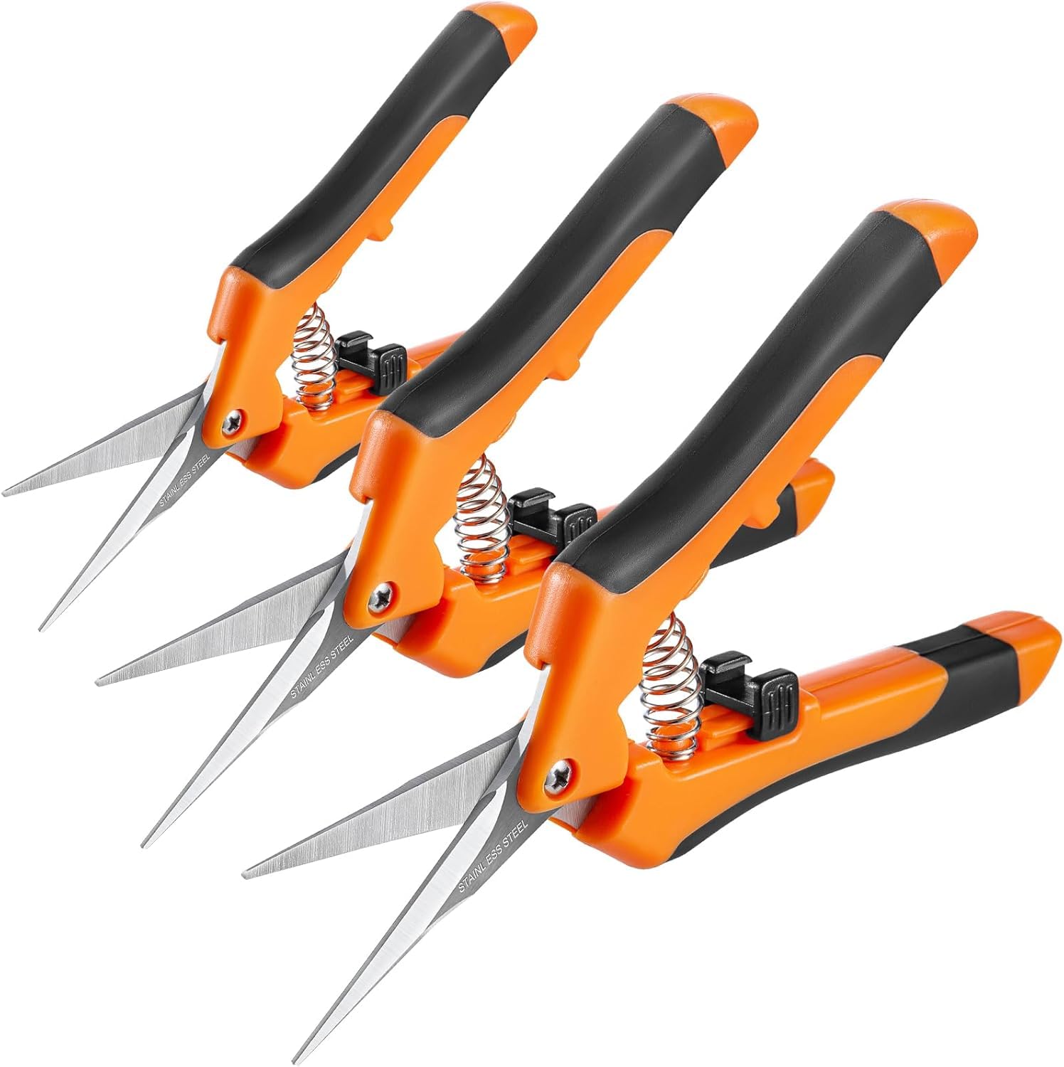 GROWNEER 3 Pack 6.5 Inch Professional Pruning Shears - Sharp Stainless Steel Blades Garden Scissors for Trimming Plants, Flowers, and Small Branches | Ideal for Gardening, Landscaping, and Indoor Plant Care
