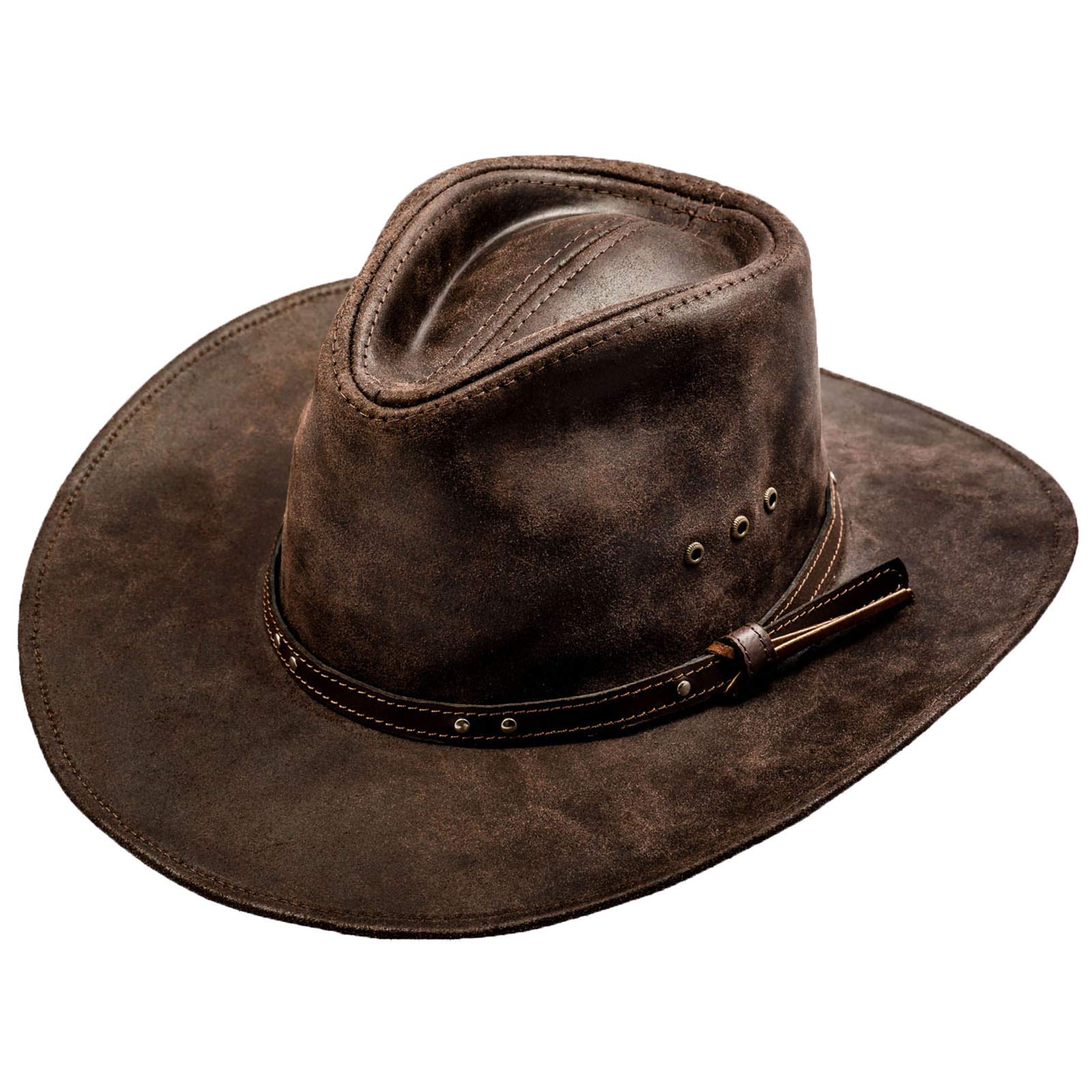 Sterkowski Genuine Cattle Leather Western Cowboy Hat - Durable Outback Style for Ranchers, Outdoor Adventures & Country Fashion