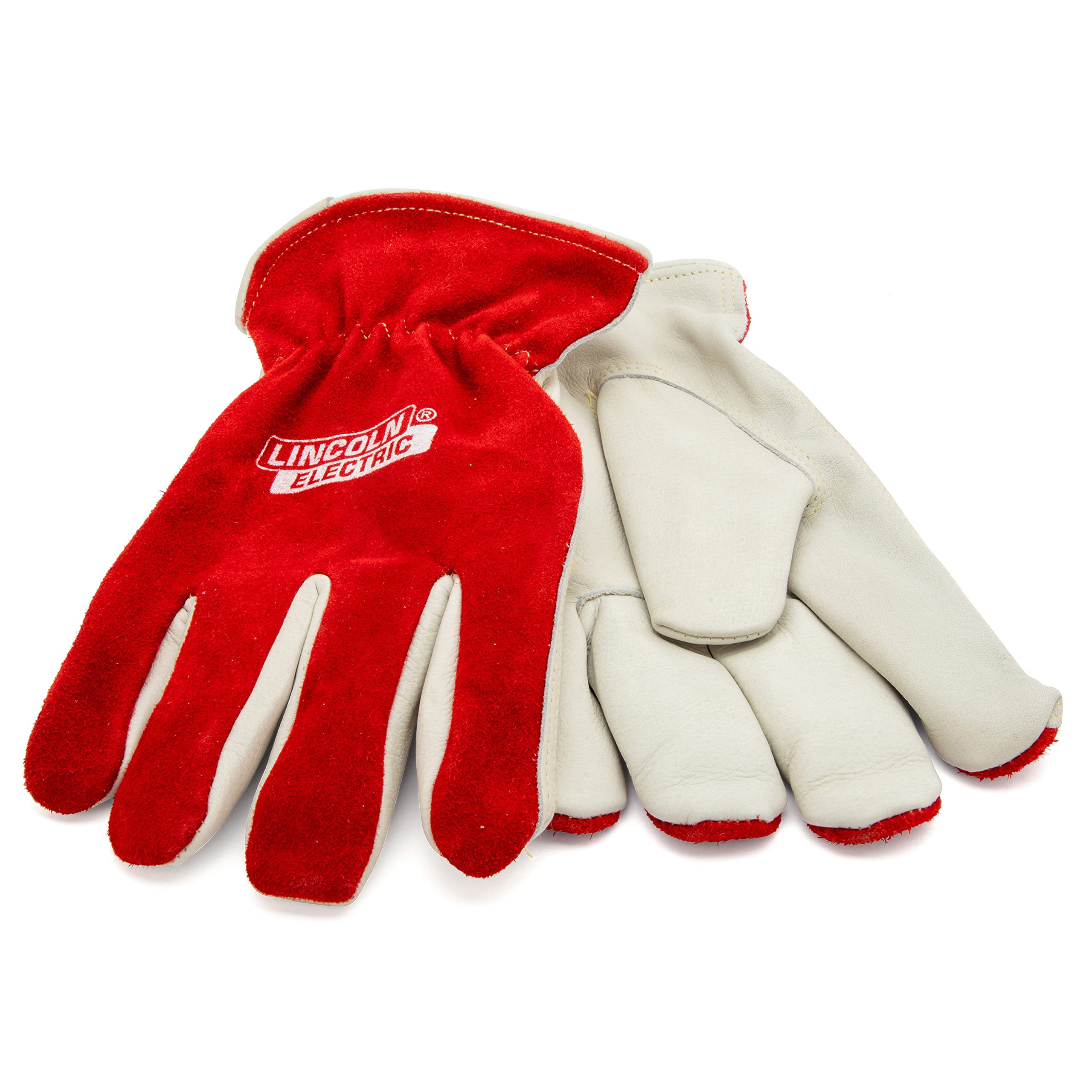 Lincoln Electric Premium Grain Leather & Split Cowhide Metal Working Gloves - Large Size, Heat & Cut Resistant for Welding, Construction & DIY Projects