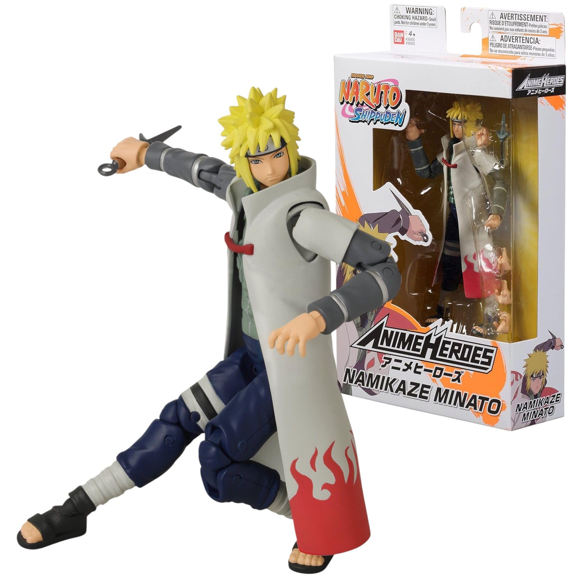 BANDAI Anime Heroes Naruto Action Figure - Namikaze Minato 17cm Collectible with Extra Hands & Accessories | Naruto Shippuden Anime Toy for Kids & Adults | Perfect for Display, Gifts & Cosplay Play