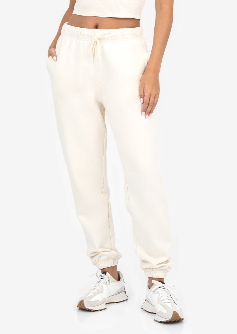 Life Lounge Oversized Jogger Pants for Women - Soft Eggnog Color Fleece Sweatpants | Cozy Loungewear, Yoga, Travel & Home Relaxation