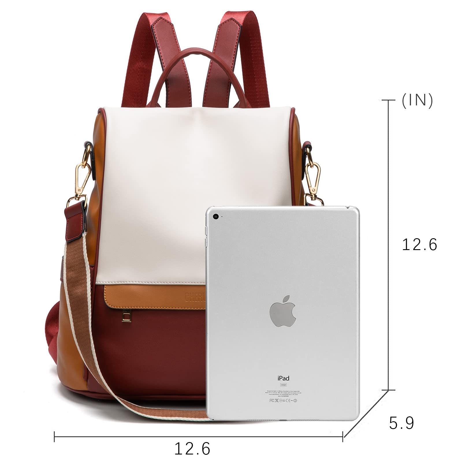 CHERUTY Women's PU Leather Anti-Theft Backpack Purse - Stylish Casual Shoulder Bag & Satchel for Ladies | Perfect for Work, Travel, and Daily Commute
