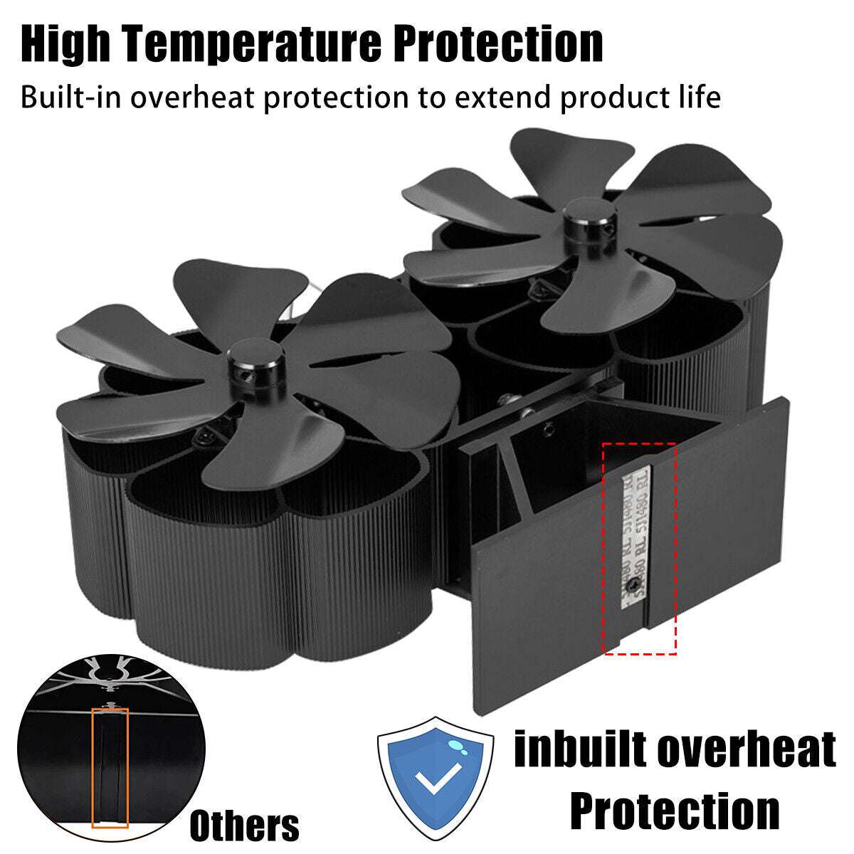 12-Blade Silent Eco Heater - Self-Powered Wood Stove Fan for Fireplace & Stove Top - Efficient Heat Distribution for Cozy Home Heating