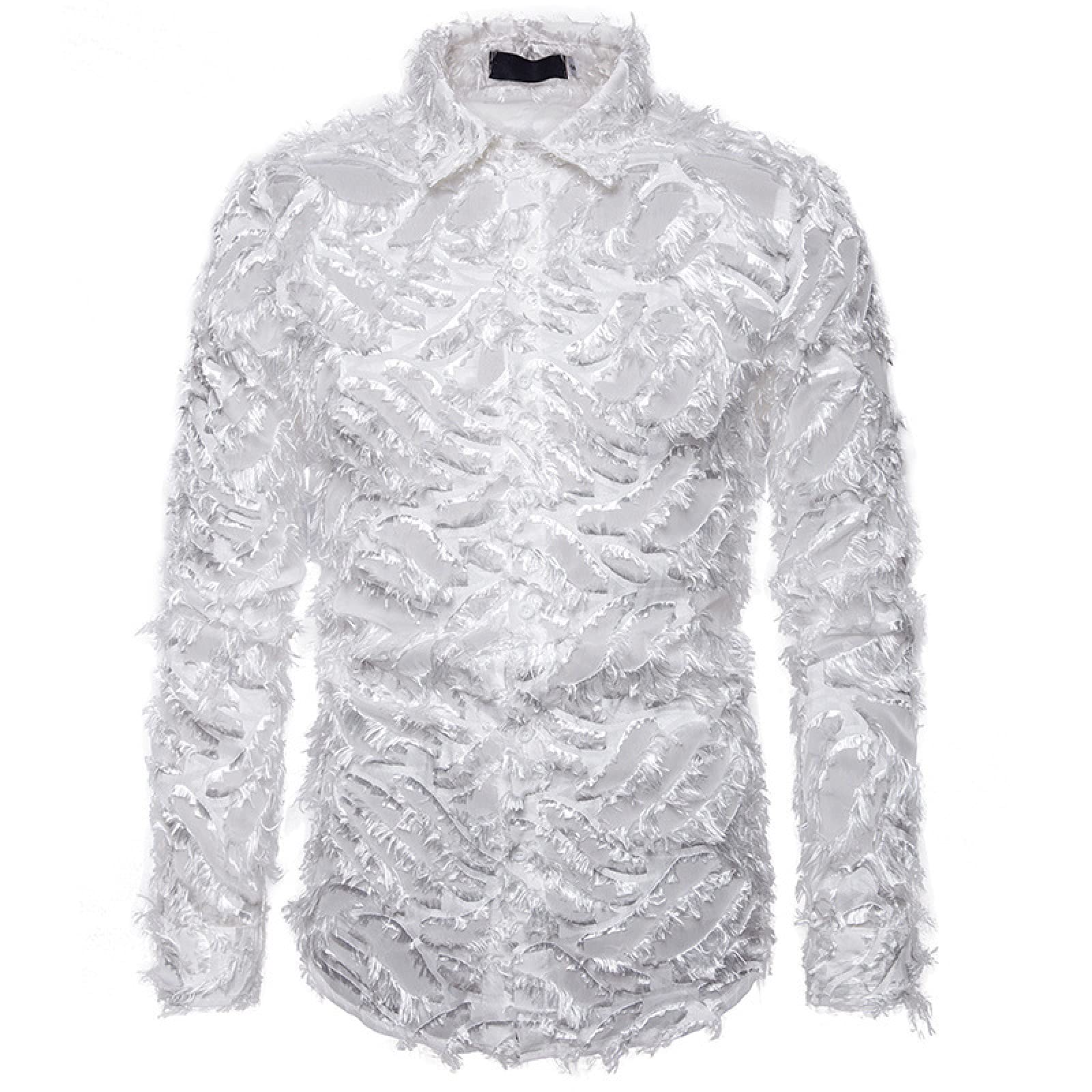 Custom Men's Casual Feather Lapel Long Sleeve Shirt - Black | Perfect for Office Wear, Date Nights & Formal Events