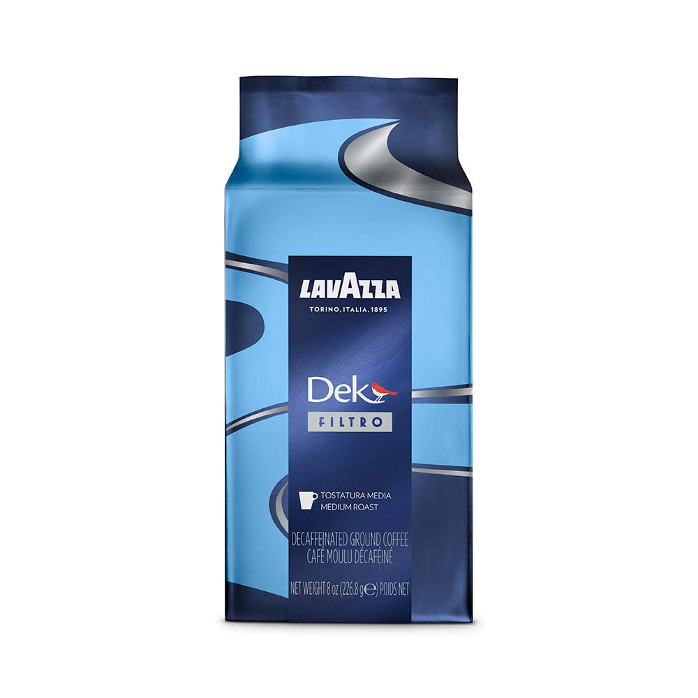 Lavazza Dek Filtro Medium Roast Ground Coffee - 8 Oz (Pack of 20) | Rich & Balanced Flavor | Perfect for Home Brewing, Office Use & Gifts