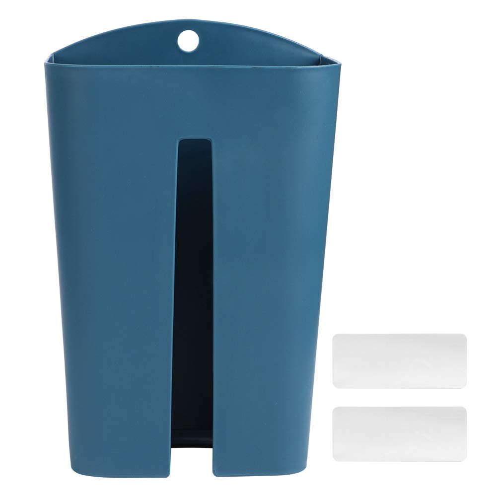 Jadpes Wall Mounted Trash Bag Holder - Blue Kitchen Garbage Bag Organizer with Tissue Dispenser, Plastic Bag Storage Container for Home & Office Waste Sorting | Space-Saving Household Organizer for Pantry, Bathroom & Garage