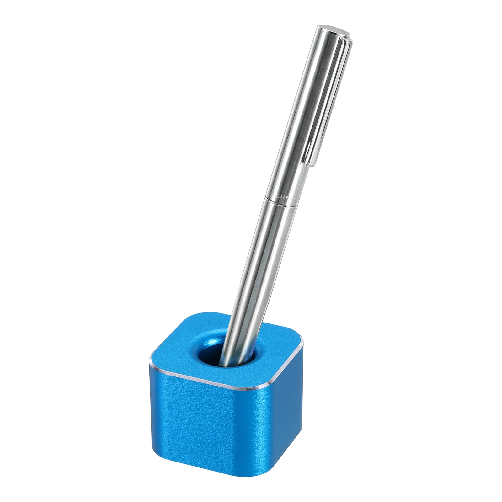 PATIKIL Aluminum Single Pen Stand Holder - Stylish Pen Display & Toothbrush Organizer for Home, Office, Classroom - Durable Blue Desk Accessory (Perfect for Workspace Organization & Gift Ideas)