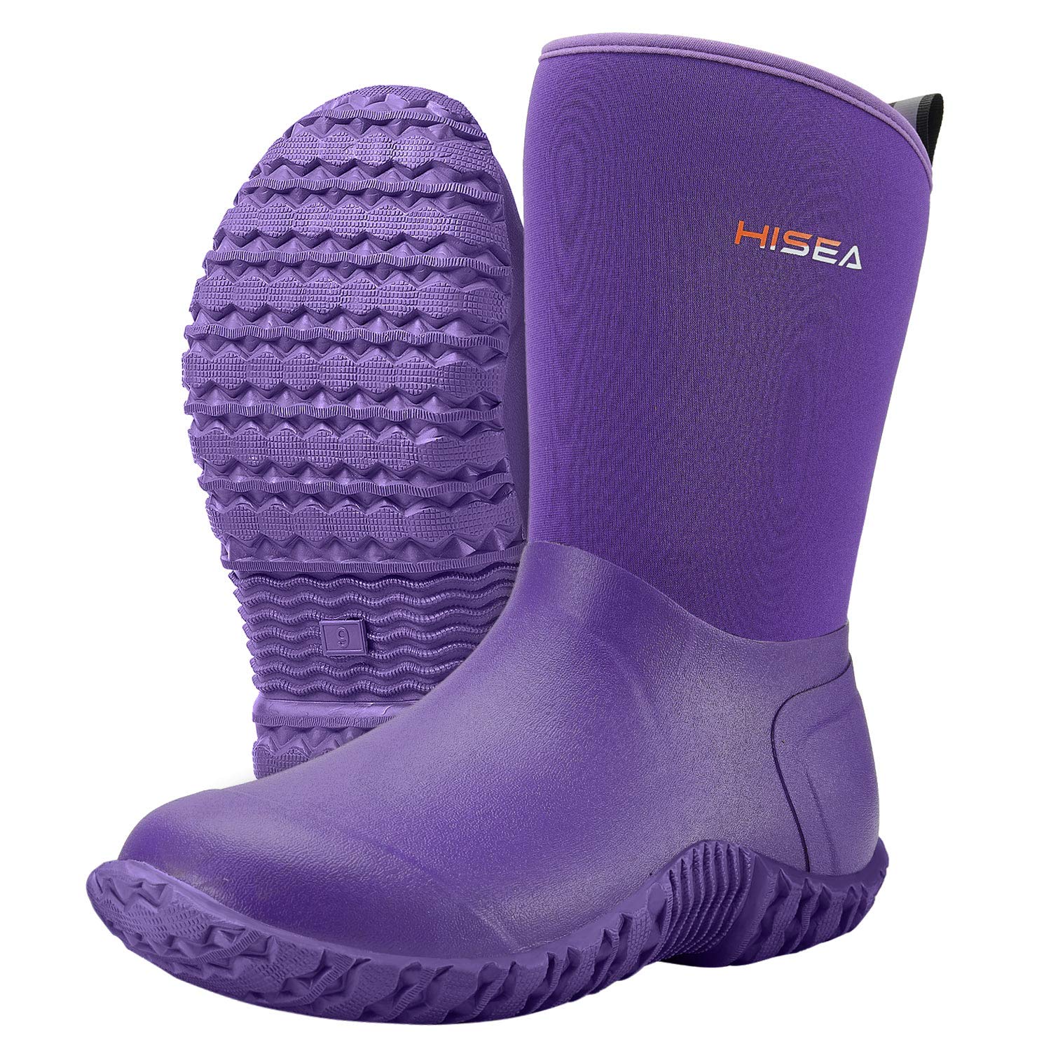 HISEA Women's Waterproof Insulated Rubber Garden Boots - Mid Height Mud Work Shoes for Outdoor Gardening, Yard Work & Rainy Days