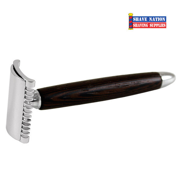 Fatip Razor Wenghe Wood Open Comb Safety Razor for Men - Premium Shaving Tool with Classic Wood Handle - Perfect for Wet Shaving & Beard Grooming at Home or Travel