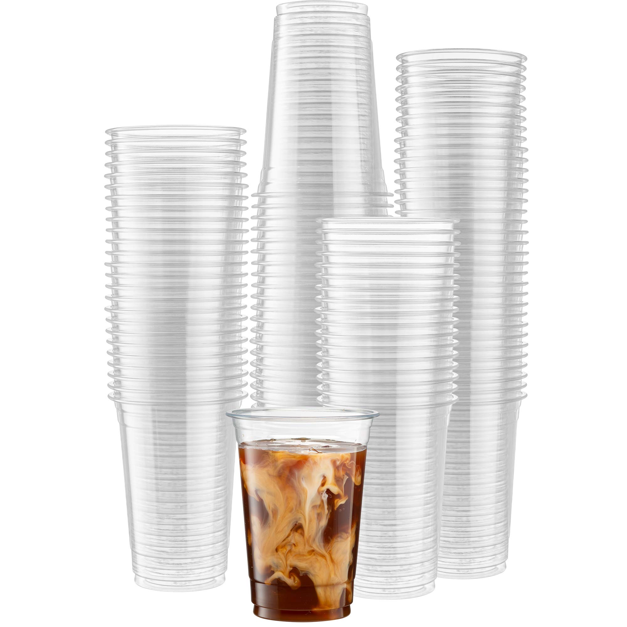 100-Pack 10oz Clear PET Plastic Cups - Disposable Iced Coffee, Cold Drinks, Smoothies, Slushies, Slurpees - Perfect for Parties, Events, Picnics & Outdoor Gatherings