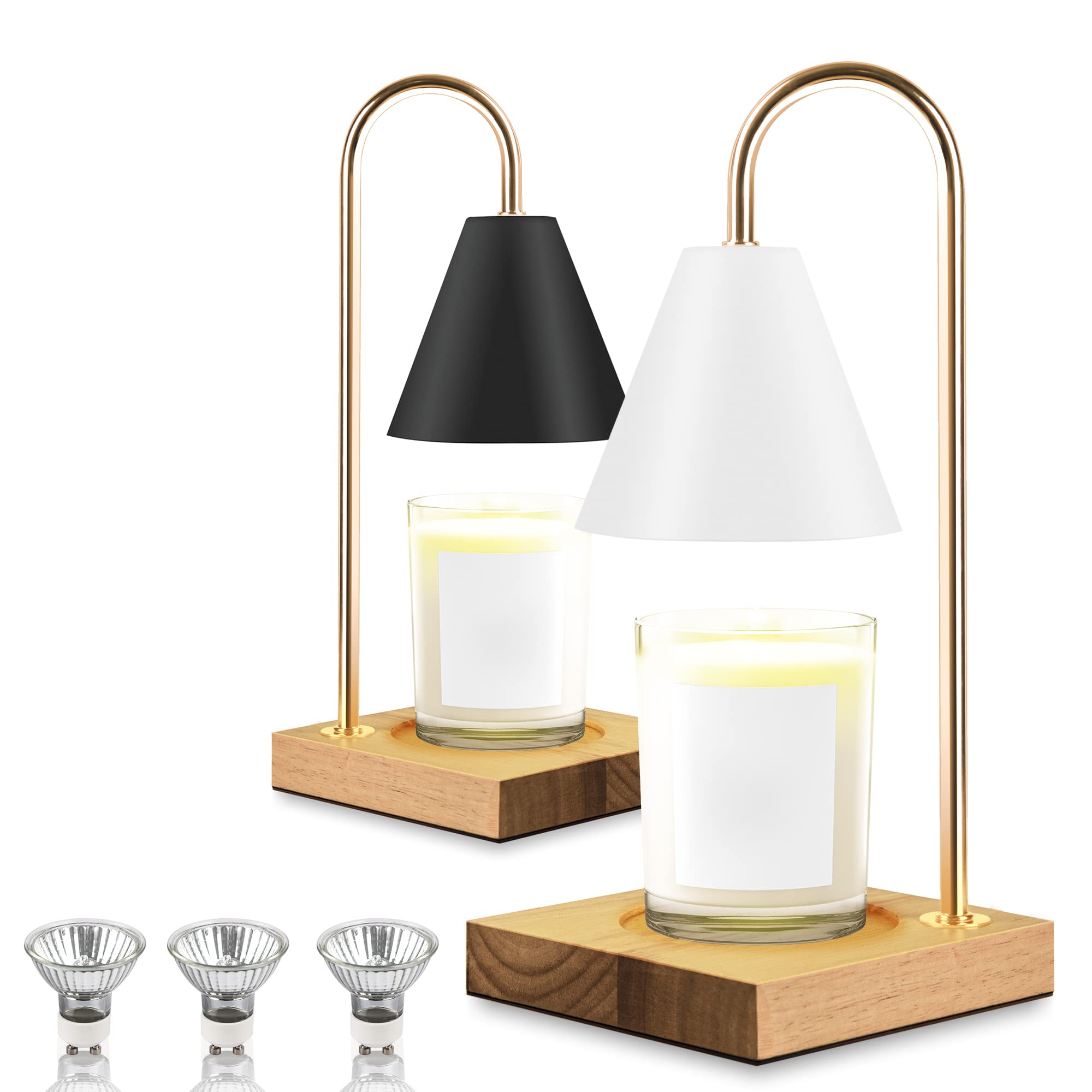 Electric Candle Warmer Lamp with Timer & Auto Shut Off - 3 Bulbs Jar Candle Melter for Home Decor, Aromatherapy & Relaxation - Perfect for Bedroom, Living Room & Spa (Black)