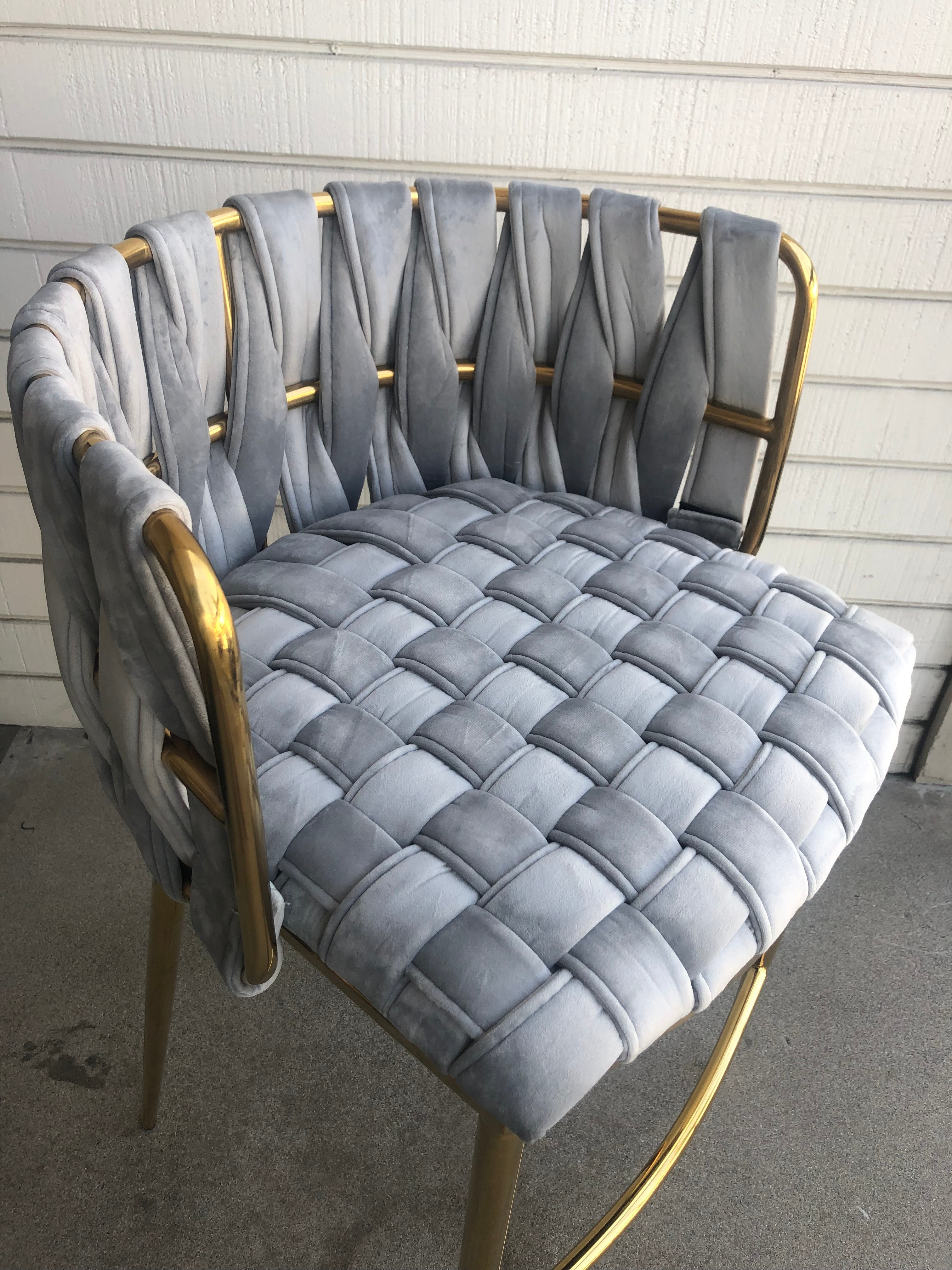 Milano Counter Chair in Gray and Gold - Modern Bar Stool for Kitchen Island, Breakfast Nook & Home Decor