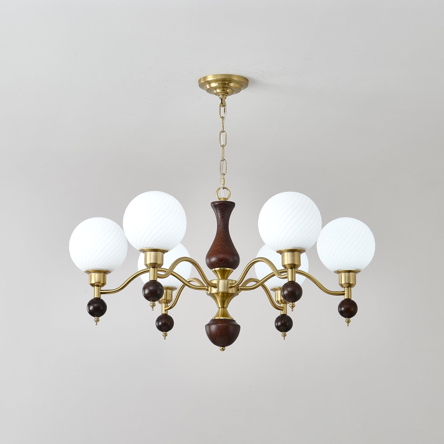 Handcrafted Globe Orb Wood Chandelier - Modern Rustic Ceiling Light Fixture for Dining Room, Bedroom & Living Room Decor