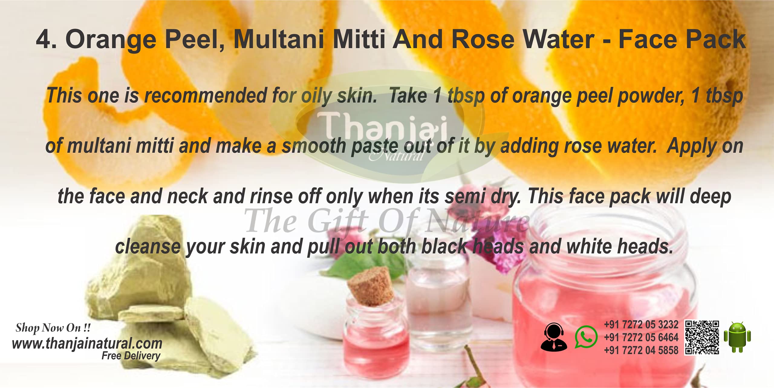 Thanjai Natural Orange Peel Powder for Oil Control & Glowing Skin | Brightening Face Mask | 250g | Organic Skincare for Acne & Dark Spots | Perfect for Daily Facial Routine & DIY Beauty Treatments