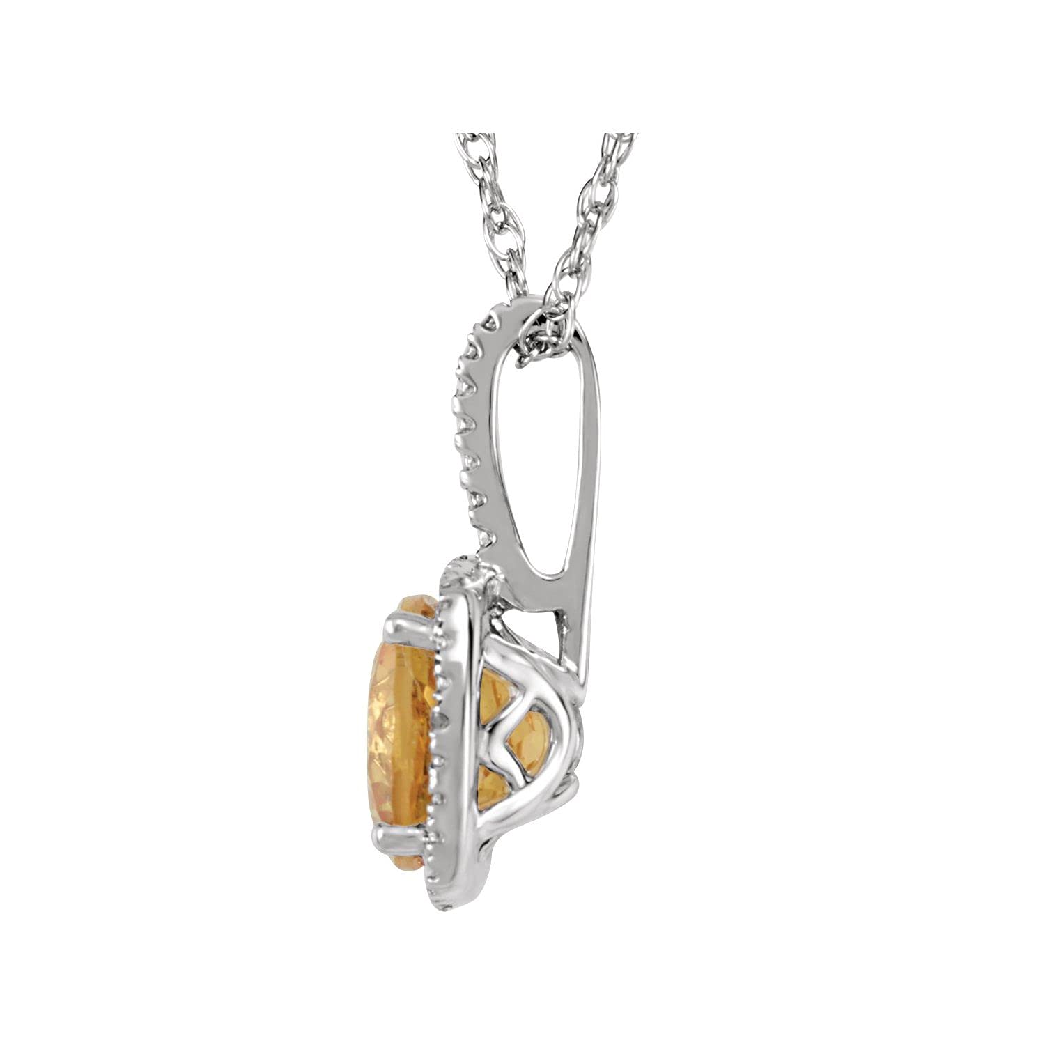 Sterling Silver Gemstone & Natural Diamond Pendant Necklace - 18