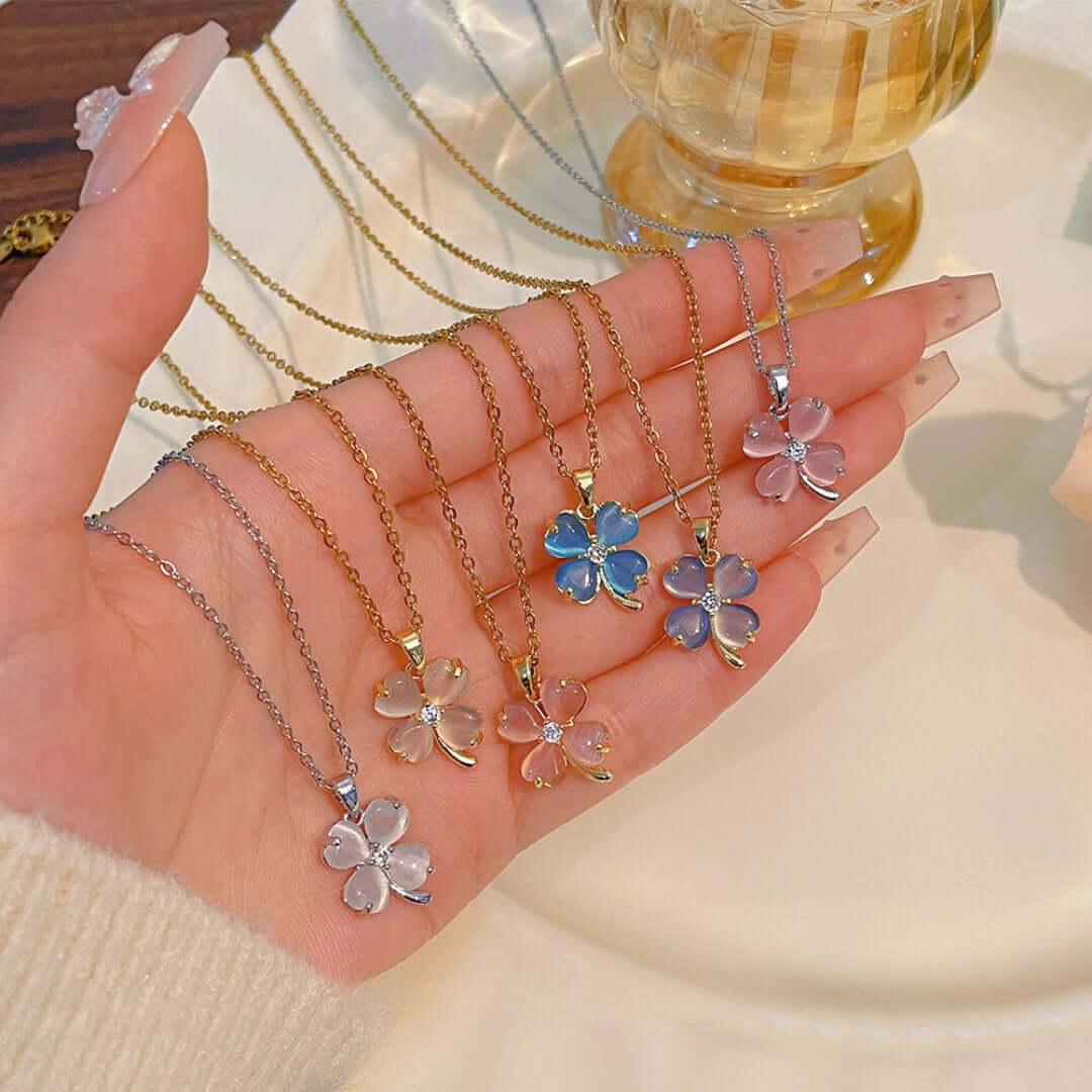 Lucky Titanium Four Leaf Clover Pendant Necklace for Women | HN2130 | Elegant Jewelry Gift for Birthday, Anniversary & St. Patrick's Day