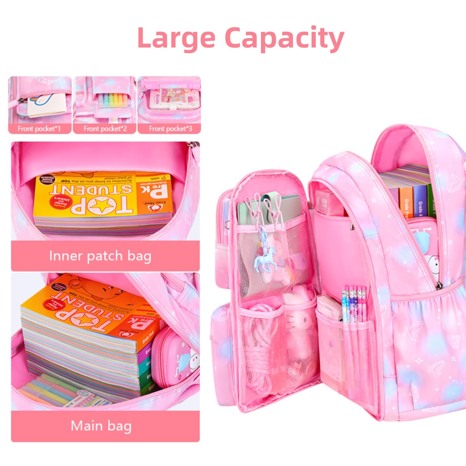 **Lightweight Girls Backpack for Elementary School - Purple Kids Bookbag with Multiple Compartments | Perfect for School, Travel & Daily Use**