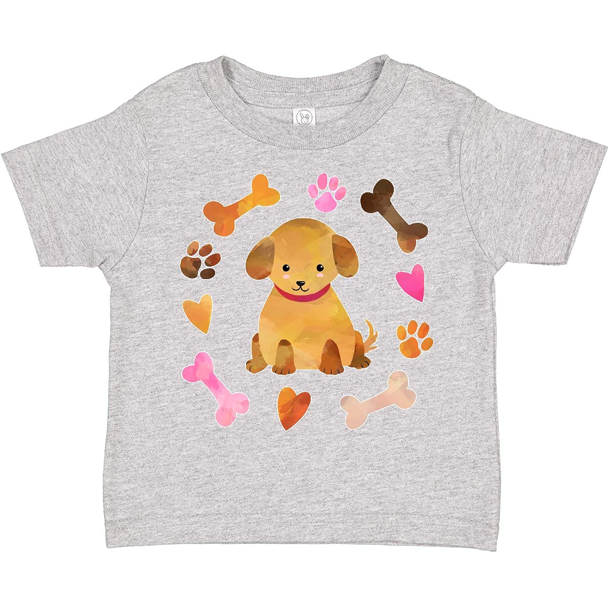 Inktastic Cute Puppy Valentine with Hearts and Bones Toddler T-Shirt - Adorable Dog Lover Outfit for Kids Valentine's Day, Birthday & Family Photos