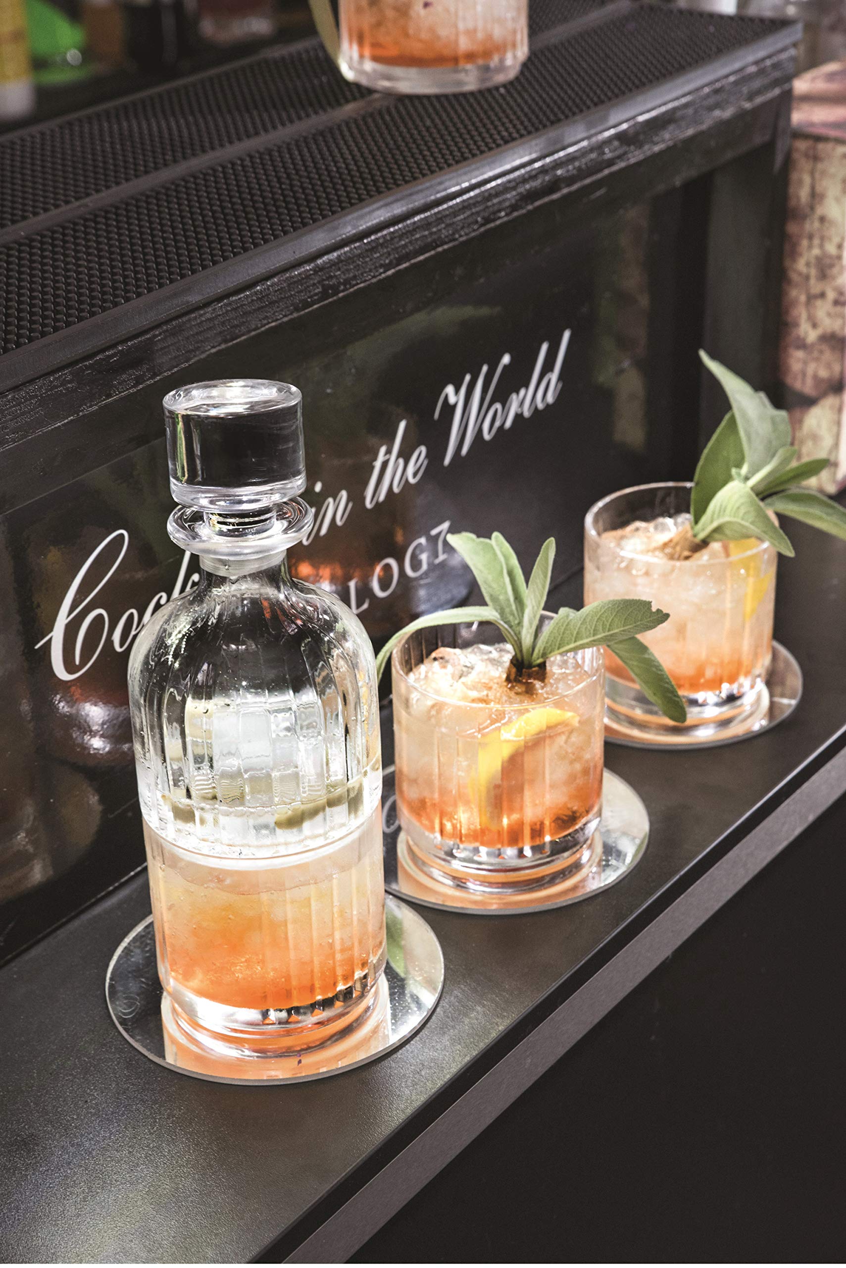 Premium Crystal Whiskey Decanter Set with 2 Stackable Old Fashioned Tumblers - 12oz European Glassware for Bourbon, Scotch & Cocktails - Elegant Home Bar & Gift Set for Whiskey Lovers