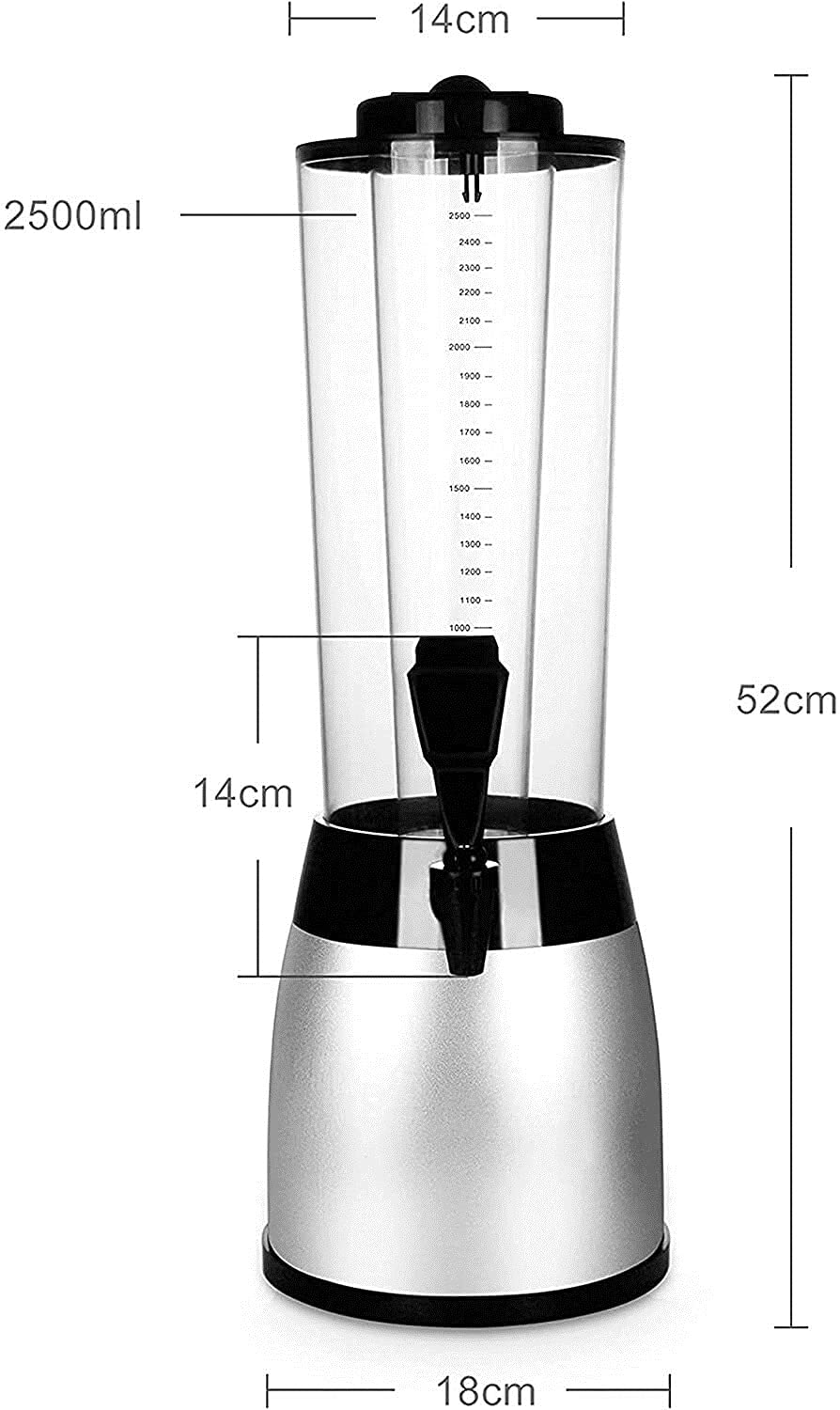 2.5L LED Color Changing Beer Tower Dispenser with Ice Tube - Stainless Steel Drink Dispenser for Parties, Game Day, Bars & Outdoor Events