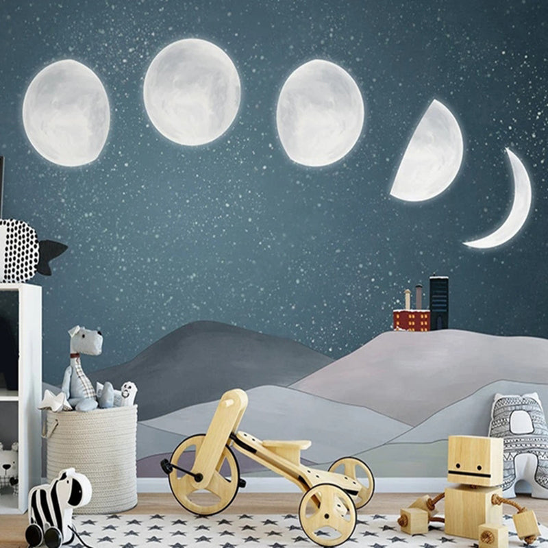 Sunrise to Sunset Moon Phase Nursery Wallpaper - Celestial Themed Baby Room Decor for Day & Night Sky Scenes