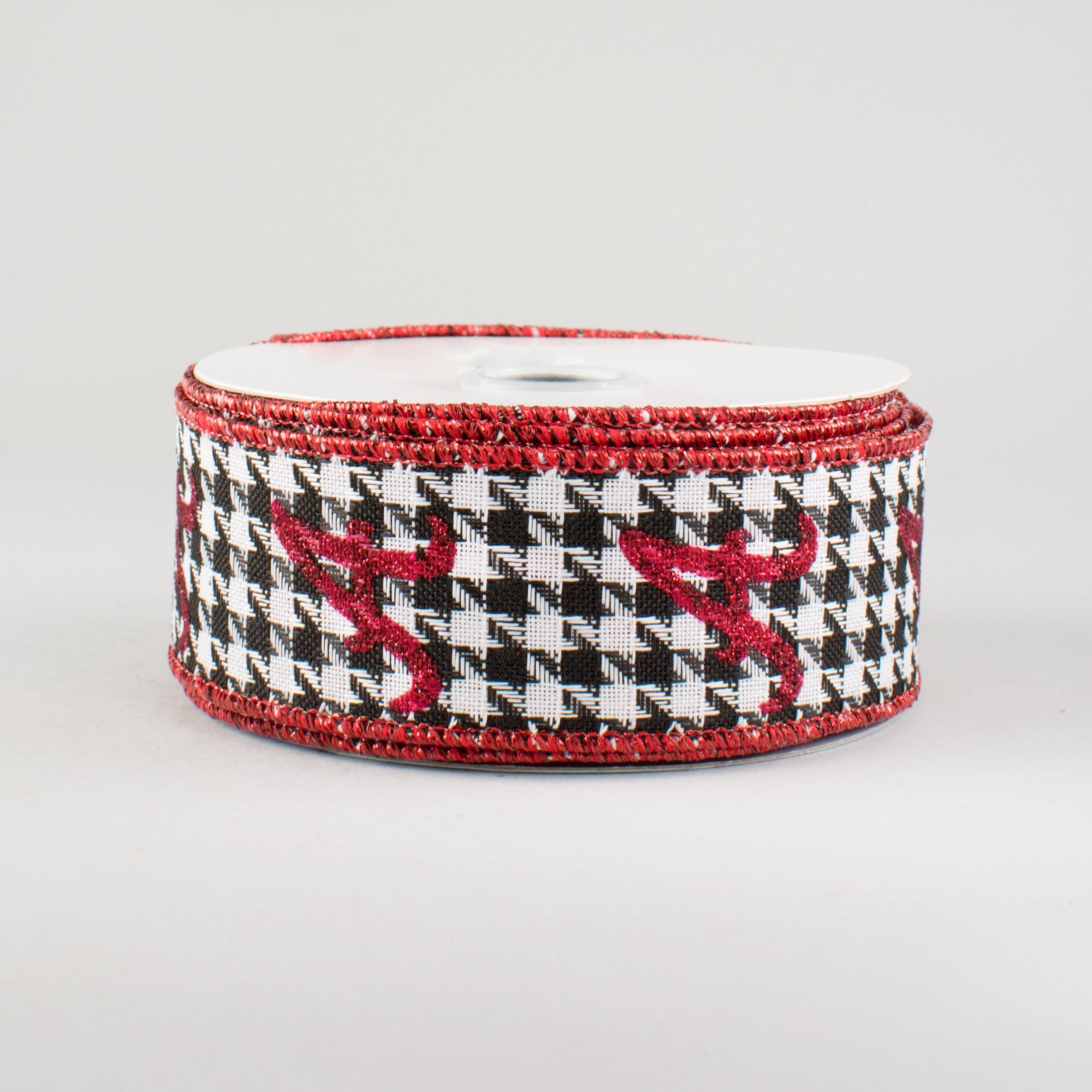1.5 Inch Houndstooth Pattern Ribbon in Crimson Red - 10 Yards Roll for Gift Wrapping, DIY Crafts, Hair Bows, and Home Decor