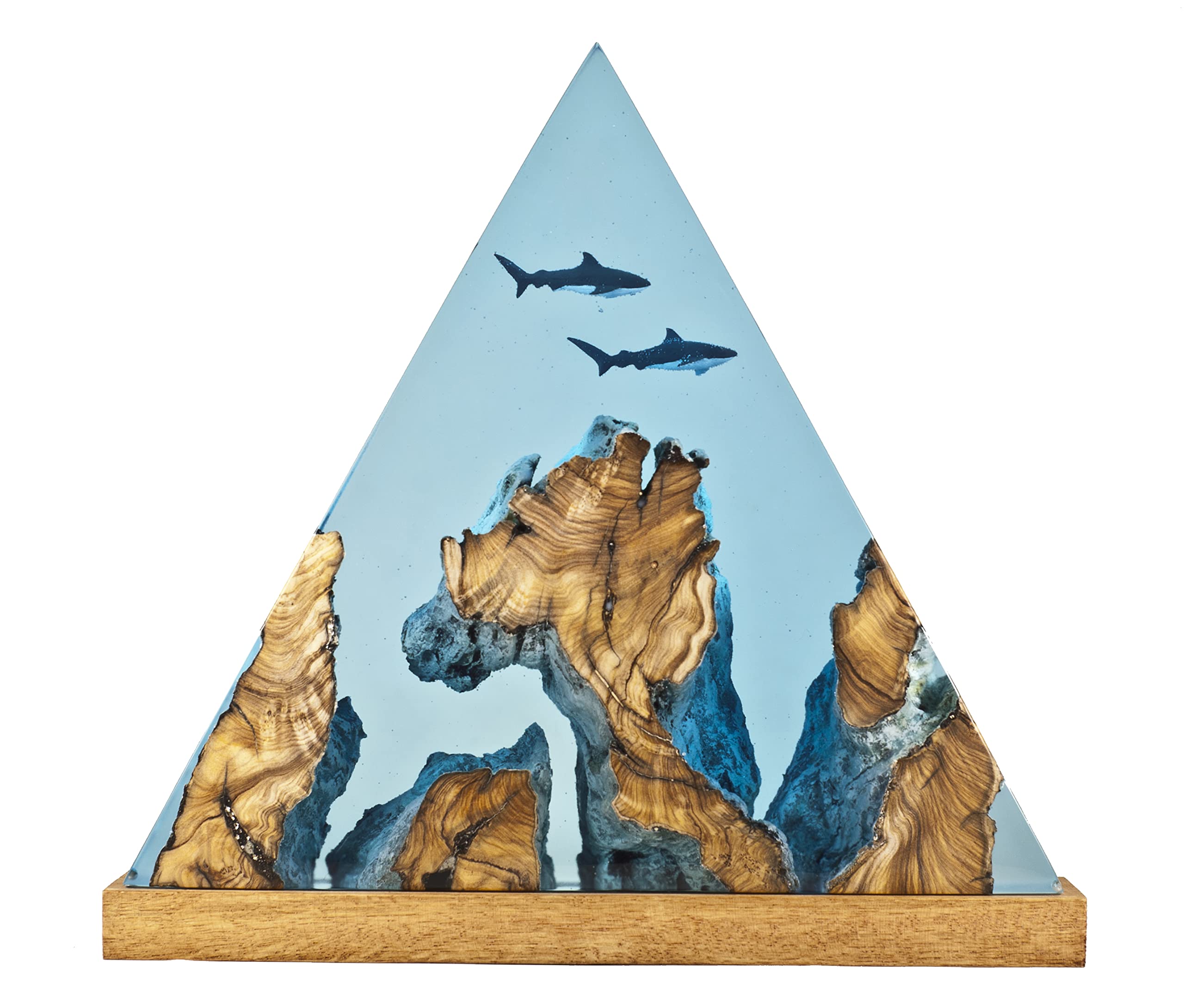 Shark Epoxy Resin Lamp - Handmade Whale & Sea Animal Night Light, Modern Bedside Table Lamp for Bedroom, Kids Room & Living Room Decor | Perfect as Nature-Themed Gift & Relaxing Nightlight