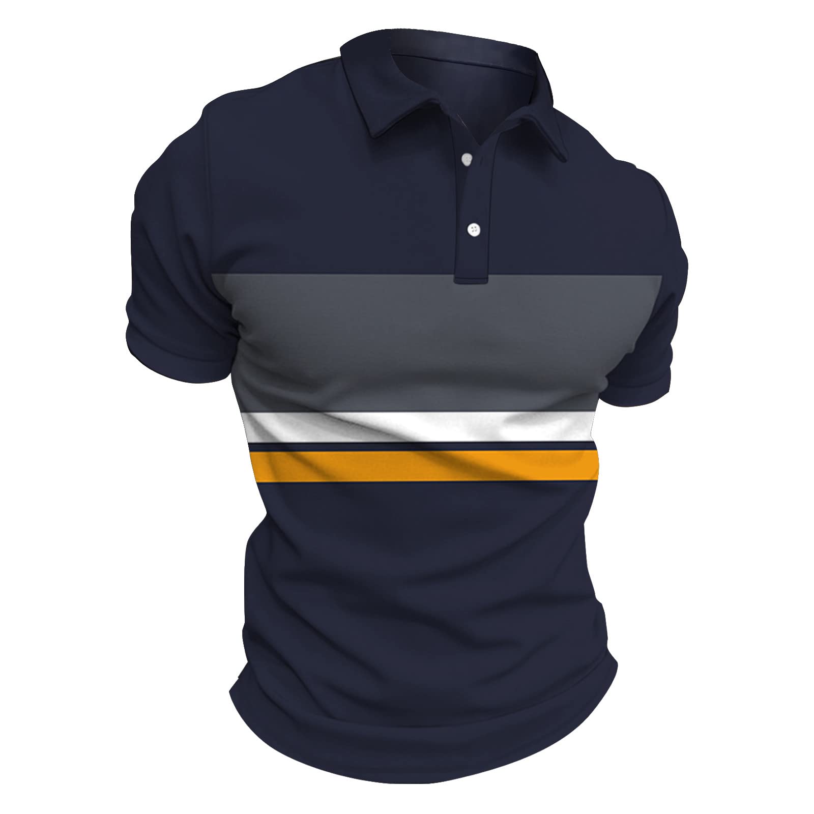 RTRDE Men's Casual Short Sleeve Polo Shirts - Button Down Print Breathable Cotton Shirt for Summer (Sizes S-3XL) | Perfect for Golf, Office & Outdoor Activities