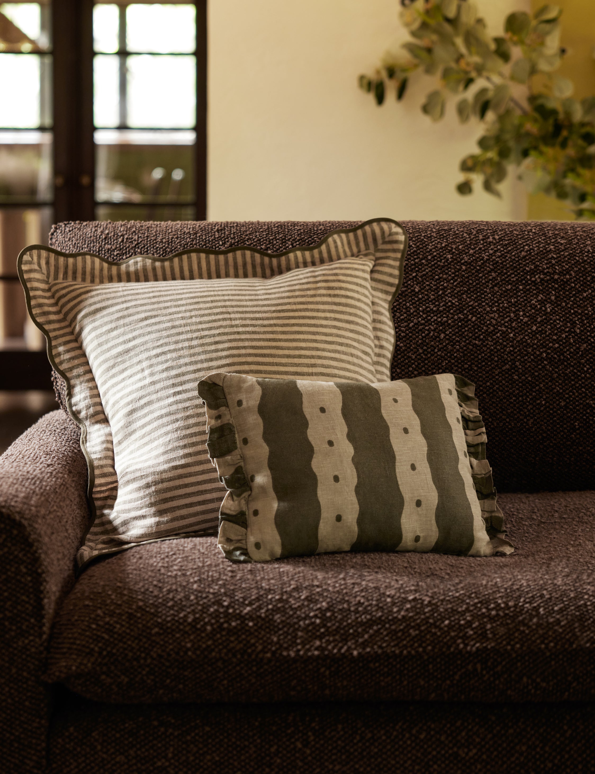 Sarah Sherman Samuel Dotti Linen Pillow - Organic Cotton Throw Pillow Cover for Sofa, Bed & Home Decor - Boho Chic Living Room & Bedroom Accent Cushion