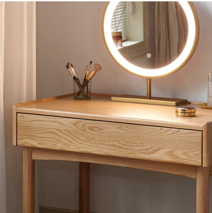 Stylish Oak Solid Wood Nordic Dressing Table - Modern Vanity Desk for Bedroom & Makeup Area | Perfect for Home Decor & Beauty Routine