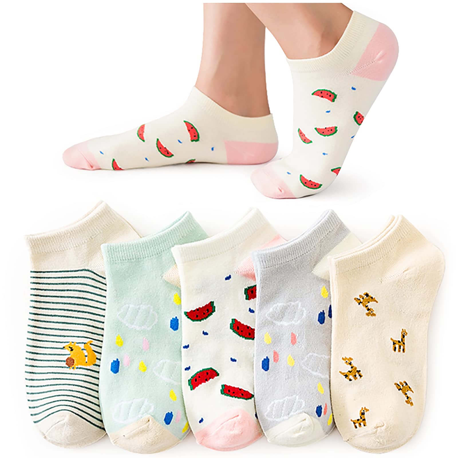 Glamorstar Women's Cotton No Show Low Cut Ankle Socks 5-Pack - Breathable & Comfortable for Sneakers, Loafers & Everyday Wear