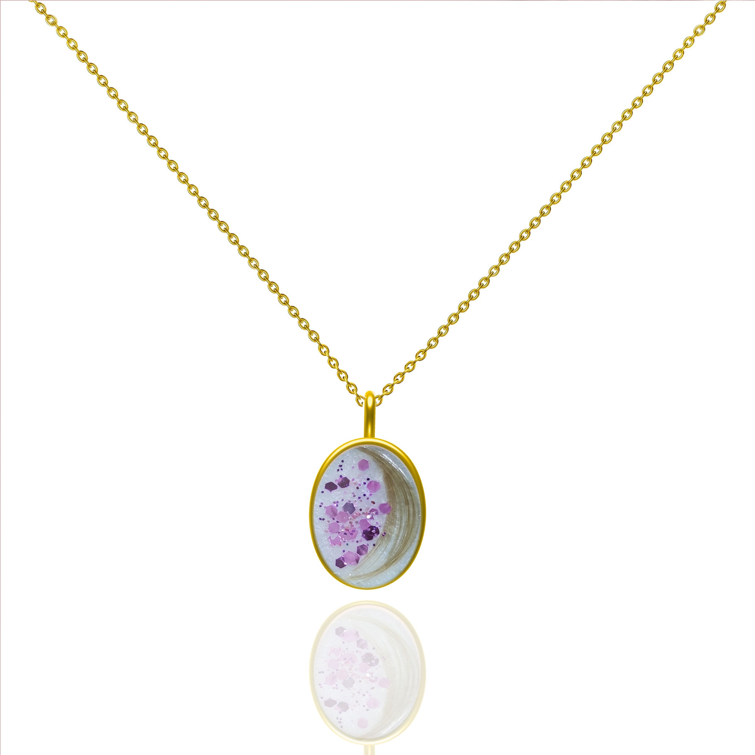 Solid Gold Oval Hair & Fur Memorial Necklace - Elegant Pet Keepsake Jewelry for Ashes, Perfect for Pet Lovers & Memorial Gifts