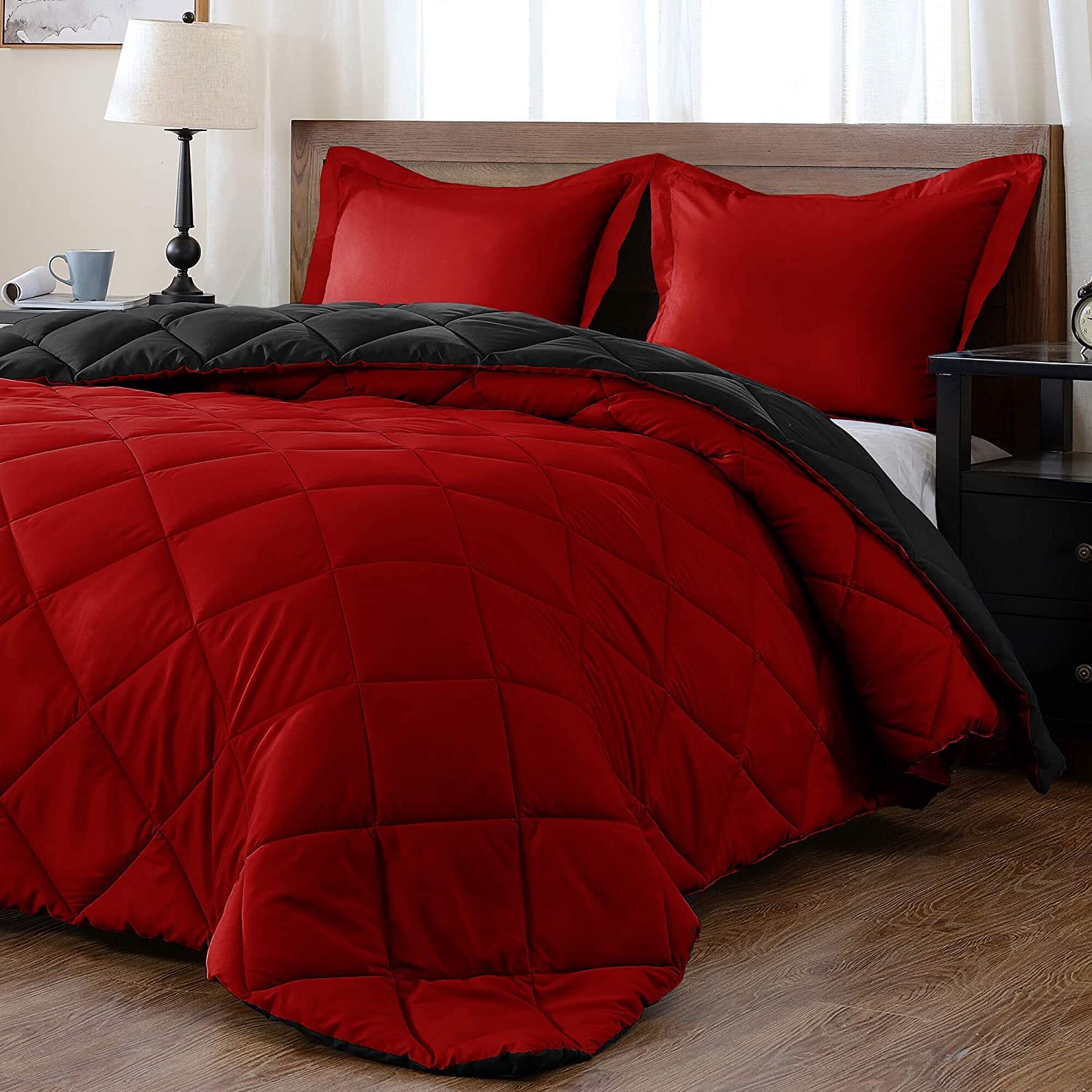 Reversible Down Alternative Comforter Set - 3 Piece Queen Size (88