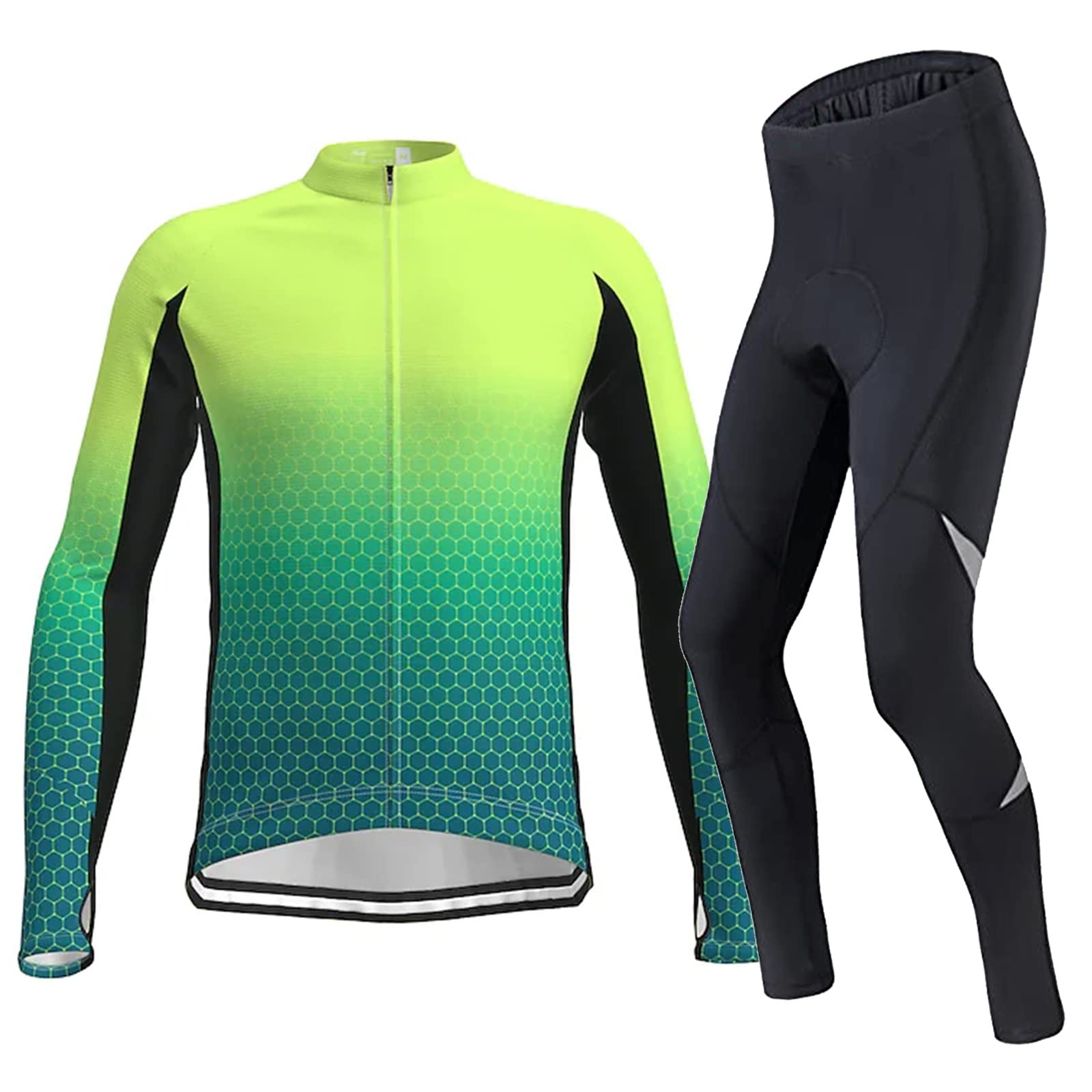 Men's Winter Cycling Jersey Set - Fleece Thermal Jacket & Bib Pants for Cold Weather Riding