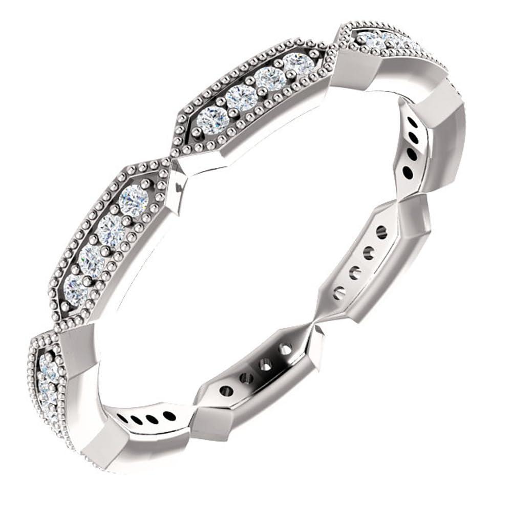 1/4 Carat Diamond Eternity Ring in 10K White Gold - Stackable Women's Wedding Band for Anniversary, Engagement & Everyday Elegance