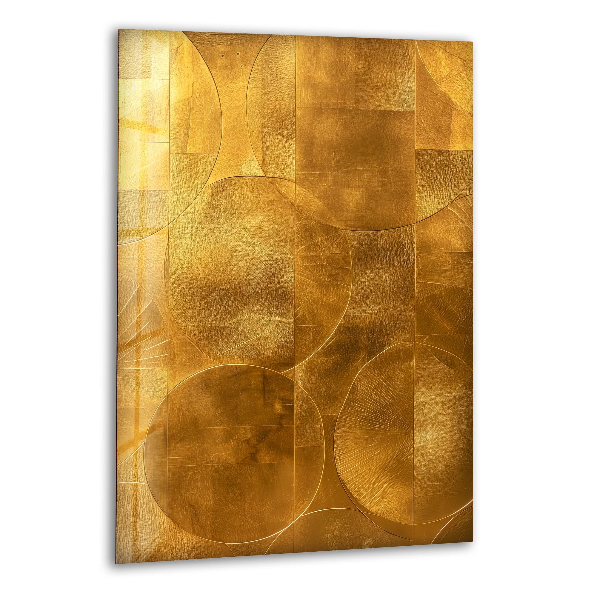 Abstract Gold Geometric Glass Wall Art - Modern Home Decor for Living Room, Bedroom & Office - Elegant Handmade Glass Panel for Stylish Interior Design