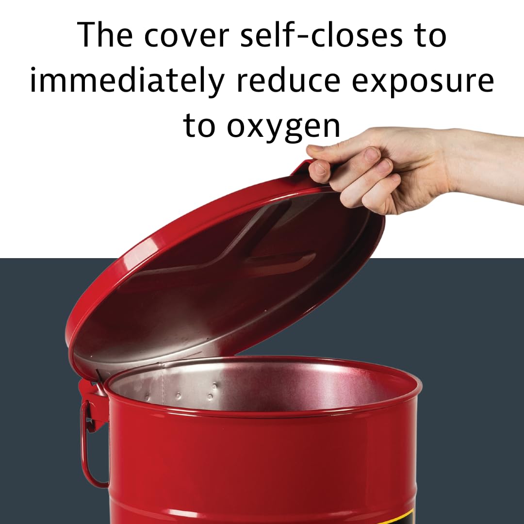 Justrite 21 Gallon Galvanized Steel Oily Waste Can with Self-Closing Lid - 23.5