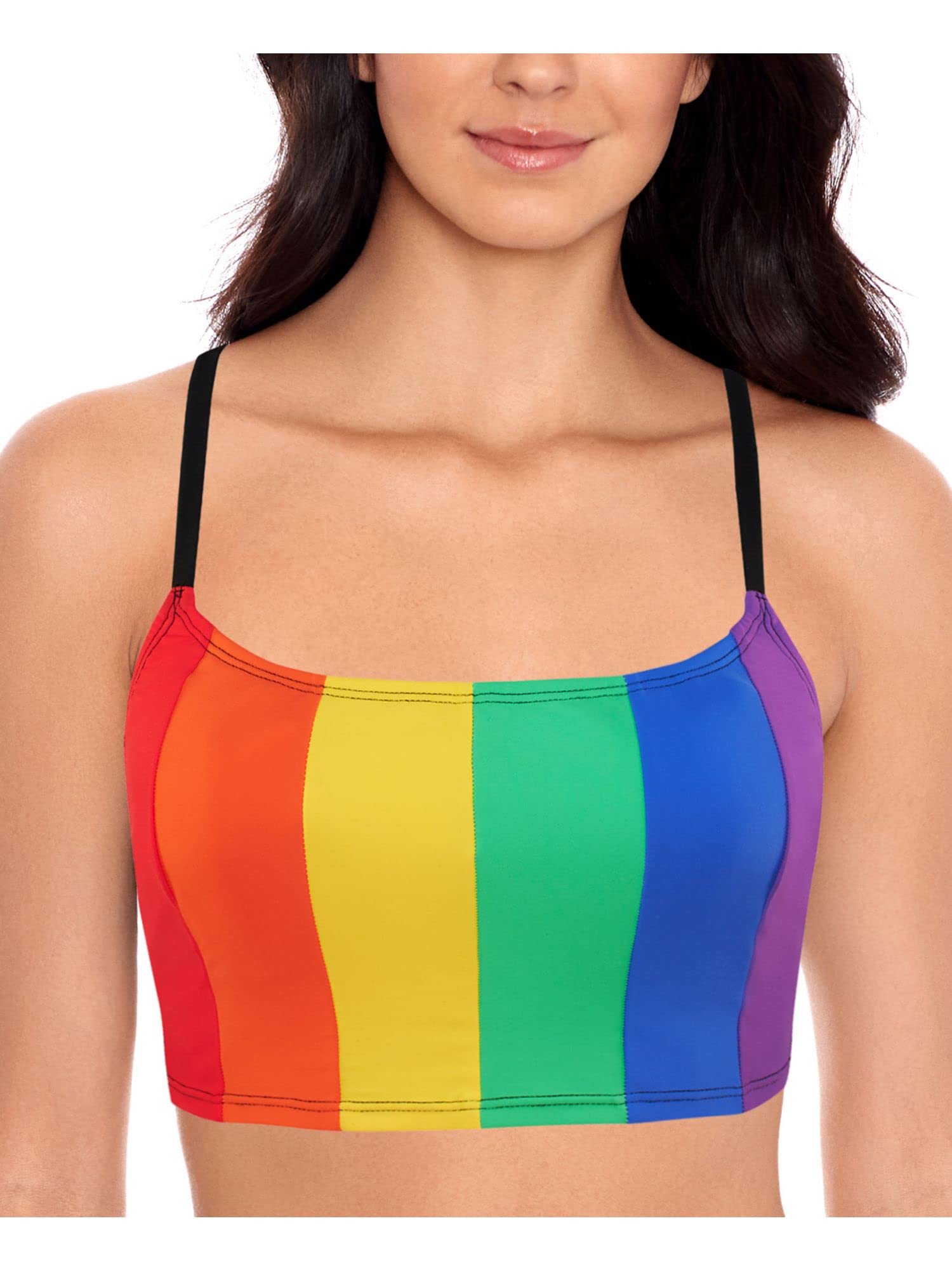 Women's Black Cropped Swim Top with Removable Cups - Scoop Neck Bikini Top XXL - Perfect for Beach Vacations, Pool Parties & Summer Getaways