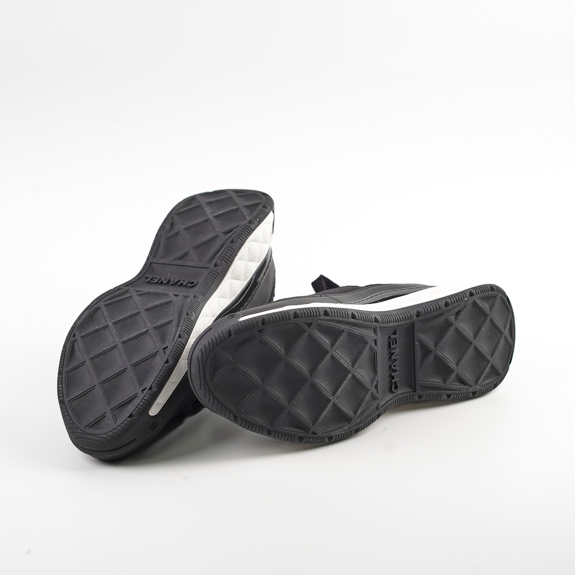Chanel Black Leather Sneakers for Women Size 37.5 - Comfortable Casual Shoes for Walking, Travel & Everyday Wear